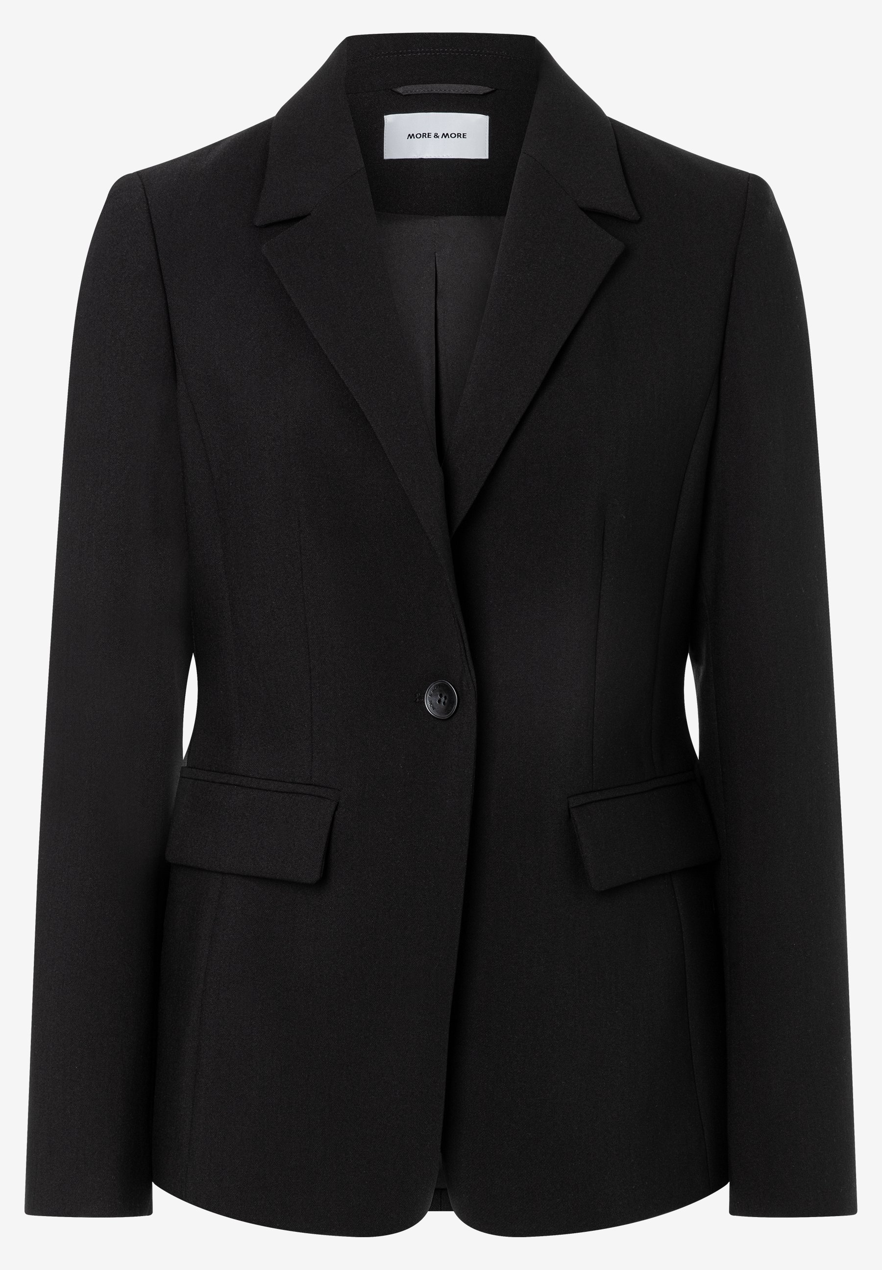 MORE & MORE Blazer in Schwarz, vorne mit einem Knopf und zwei Taschen. Elegante Passform, ideal für den Business-Look.