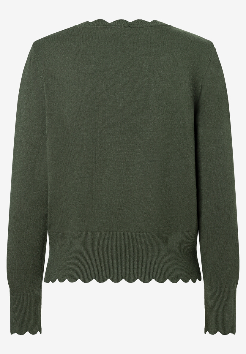MORE & MORE Feinstrick Pullover in Dunkelgrün, gerippter Saum und Wellenkante am Ausschnitt/Ärmeln, angenehm elastisch. MORE & MORE Feinstrick Pullover in Dunkelgrün, gerippter Saum und Wellenkante am Ausschnitt/Ärmeln, angenehm elastisch.