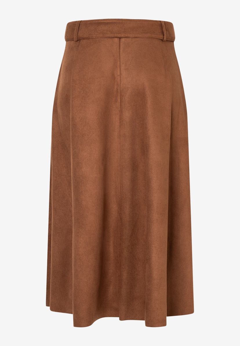 Ein MORE & MORE Rock in Braun mit Bund und fließendem Fall. Ein MORE & MORE Rock in Braun mit Bund und fließendem Fall.