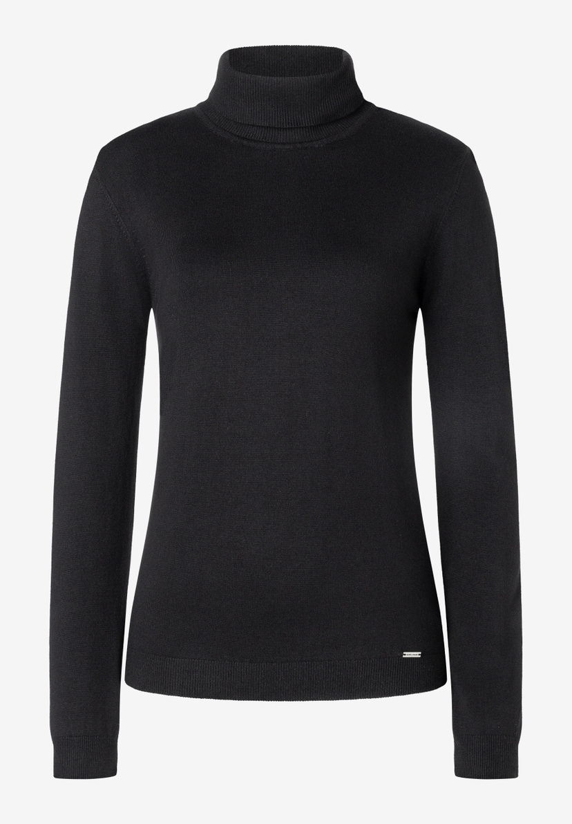 MORE & MORE Feinstrick-Pullover in Schwarz mit Rollkragen, gerippten Bündchen und Saum. MORE & MORE Feinstrick-Pullover in Schwarz mit Rollkragen, gerippten Bündchen und Saum.