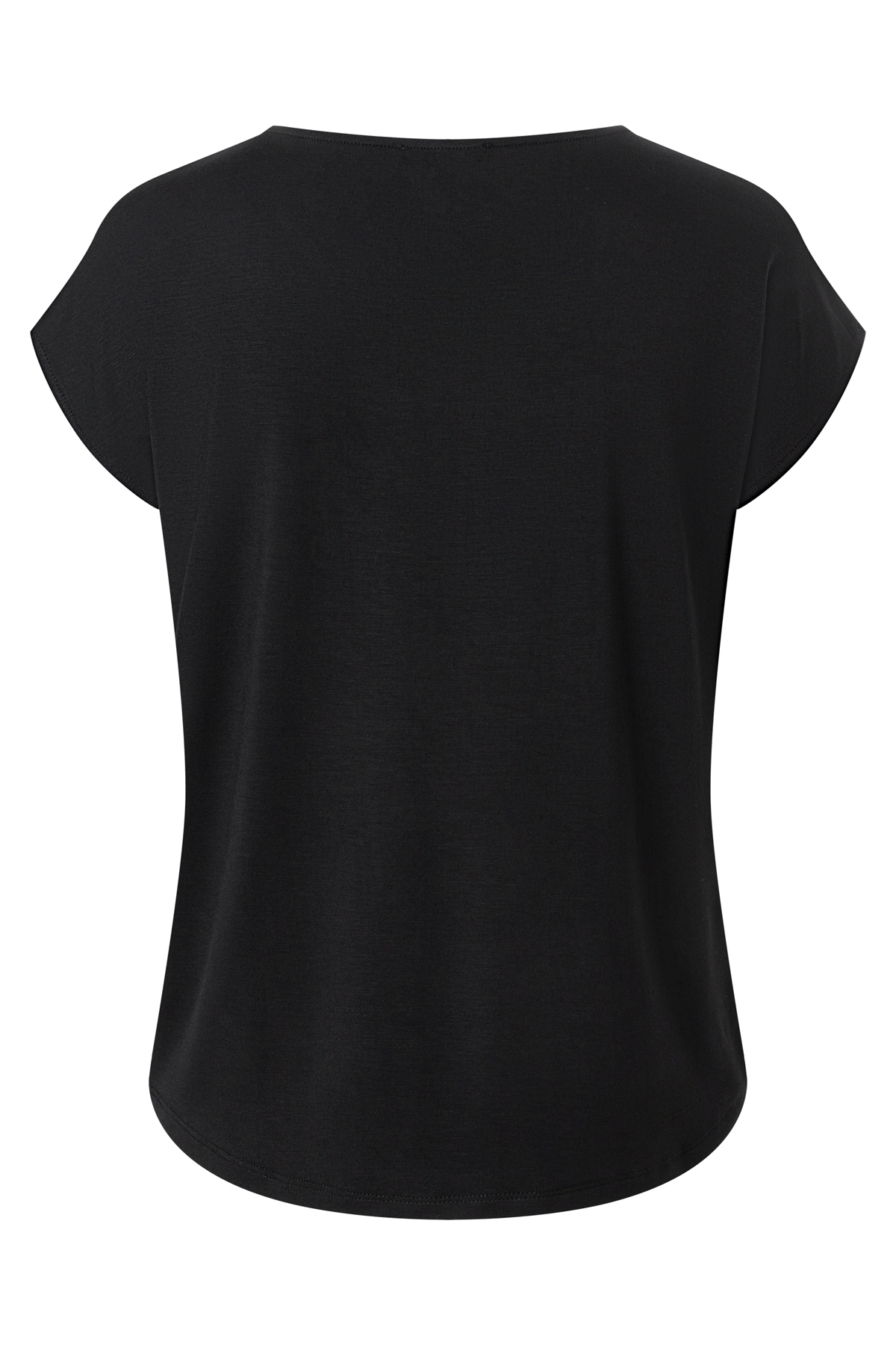 Schwarzes MORE & MORE T-Shirt/Top aus Jersey-Satin-Materialmix mit seidigem Glanz und angenehmen Tragekomfort. Schwarzes MORE & MORE T-Shirt/Top aus Jersey-Satin-Materialmix mit seidigem Glanz und angenehmen Tragekomfort.
