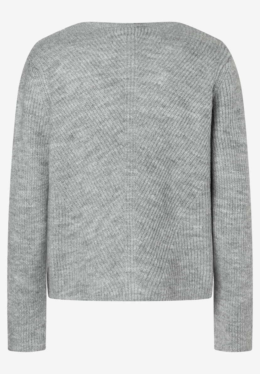 Ein grauer Rippstrick-Pullover von MORE & MORE mit weichem Griff, der angenehmen Tragekomfort verspricht. Ein grauer Rippstrick-Pullover von MORE & MORE mit weichem Griff, der angenehmen Tragekomfort verspricht.