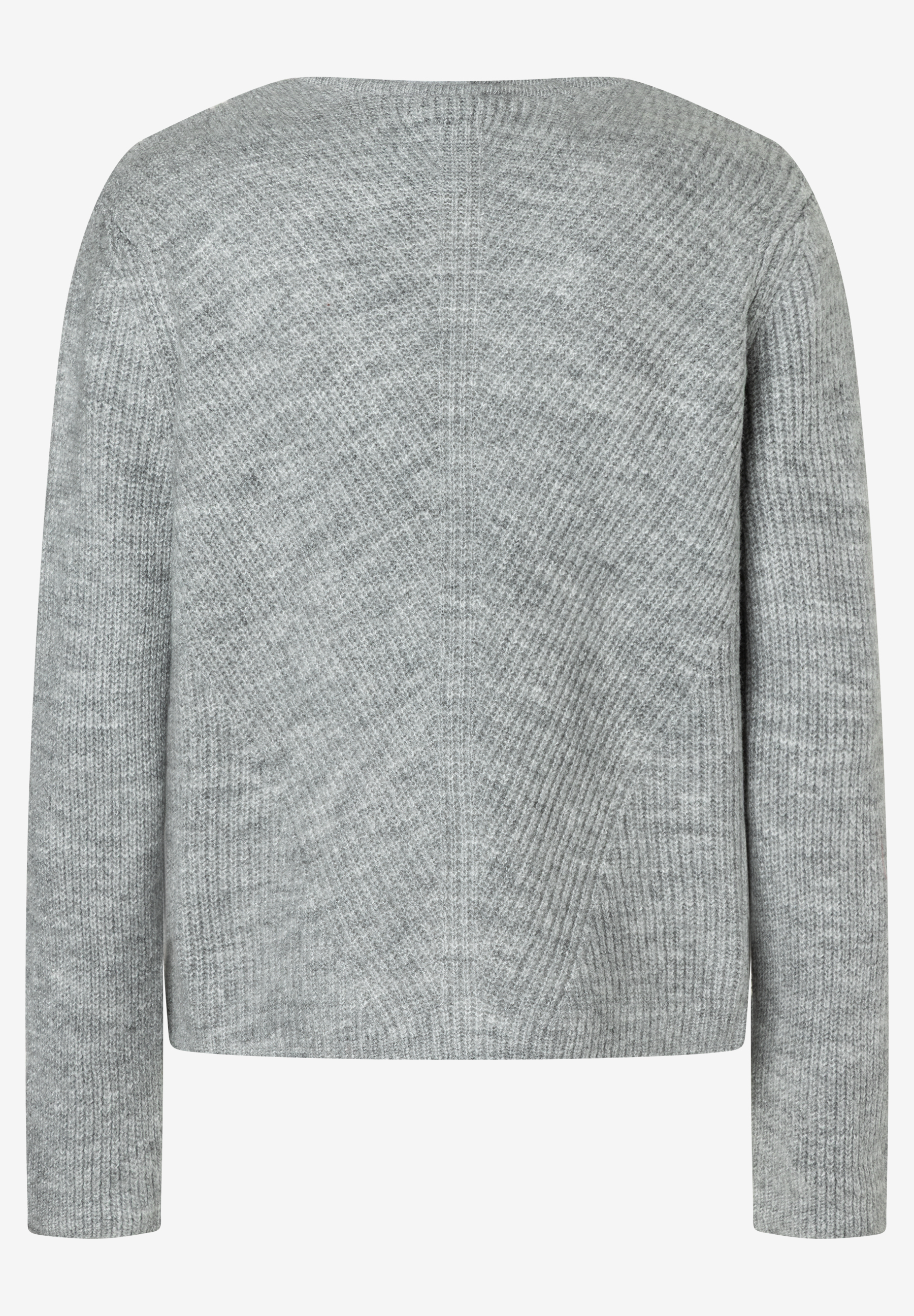 Ein grauer Rippstrick-Pullover von MORE & MORE mit weichem Griff, der angenehmen Tragekomfort verspricht. Ein grauer Rippstrick-Pullover von MORE & MORE mit weichem Griff, der angenehmen Tragekomfort verspricht.