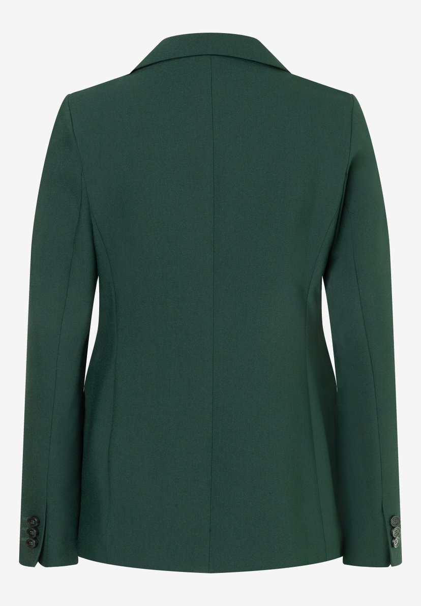 MORE & MORE dunkelgrüner Blazer von hinten, mit drei Knöpfen am Ärmelabschluss MORE & MORE dunkelgrüner Blazer von hinten, mit drei Knöpfen am Ärmelabschluss