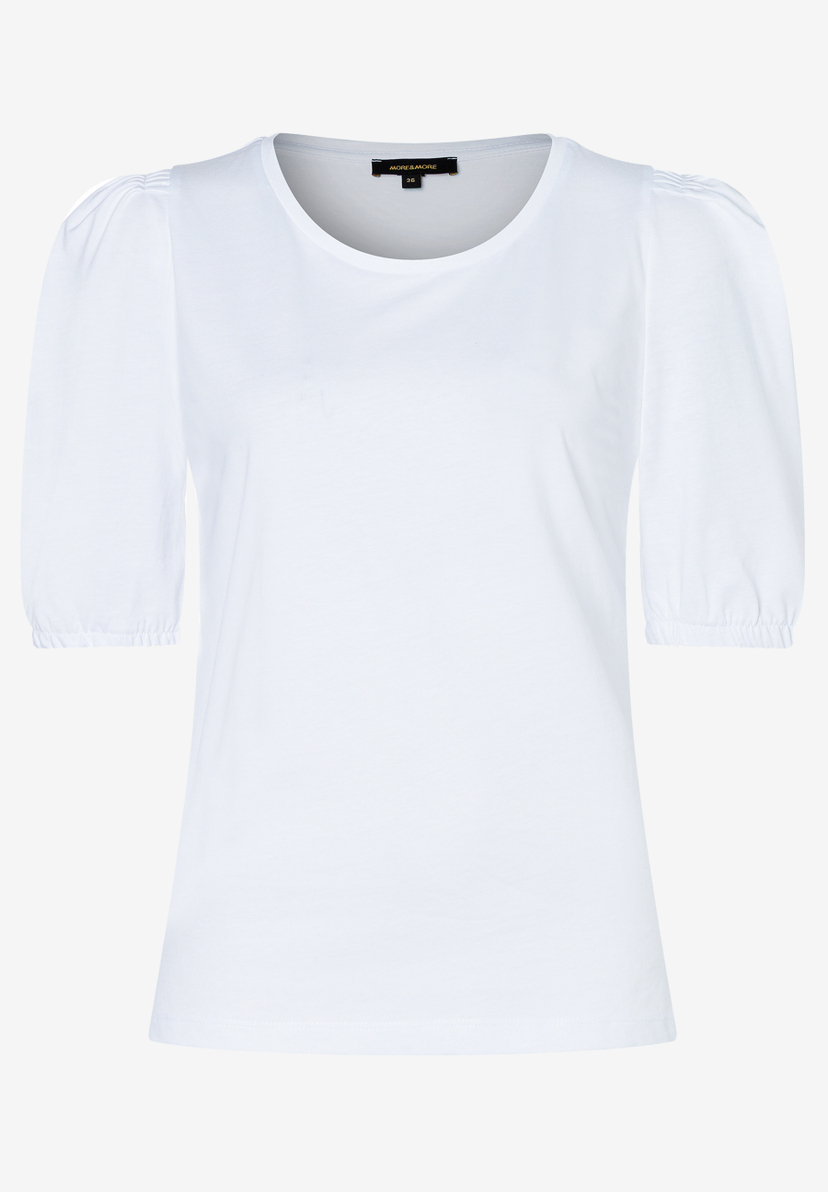 Weißes MORE & MORE T-Shirt mit Puffärmeln.