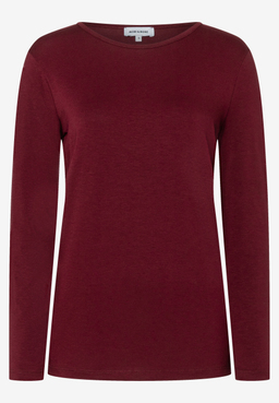 MORE & MORE Langarmshirt in Dunkelrot, klassisches Design, vielseitig kombinierbar.