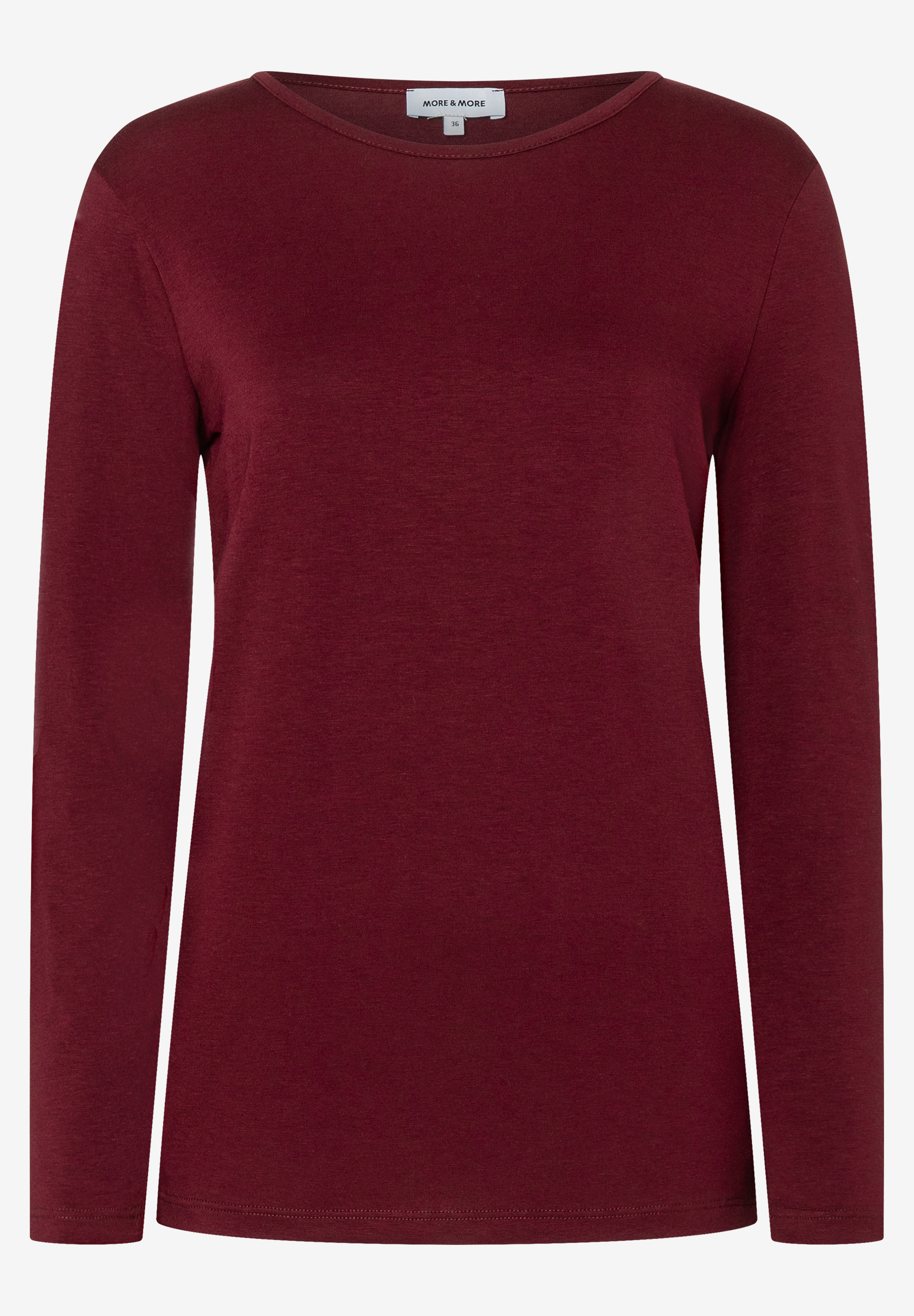 MORE & MORE Langarmshirt in Dunkelrot, klassisches Design, vielseitig kombinierbar.