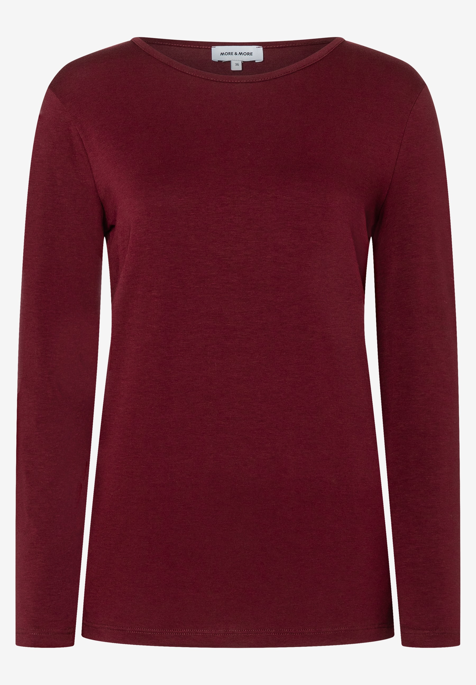 MORE & MORE Langarm-Shirt aus weichem Jersey, vorne mittig das Markenlabel mit Größenangabe. MORE & MORE Langarm-Shirt aus weichem Jersey, vorne mittig das Markenlabel mit Größenangabe.