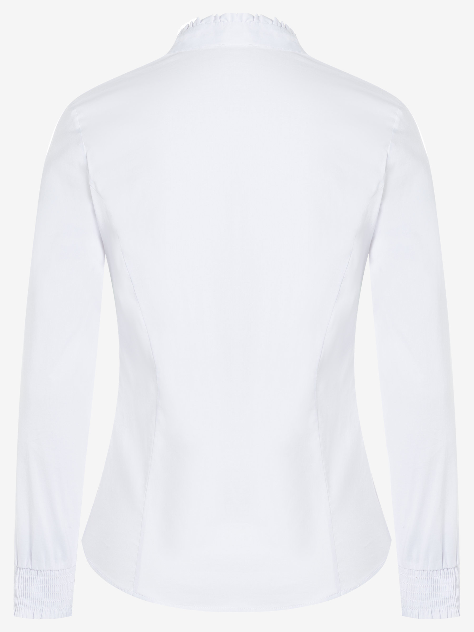 Die weiße MORE & MORE Bluse aus Baumwollmischung hat lange Ärmel mit Stretch und einen Rüschenkragen. Die weiße MORE & MORE Bluse aus Baumwollmischung hat lange Ärmel mit Stretch und einen Rüschenkragen.