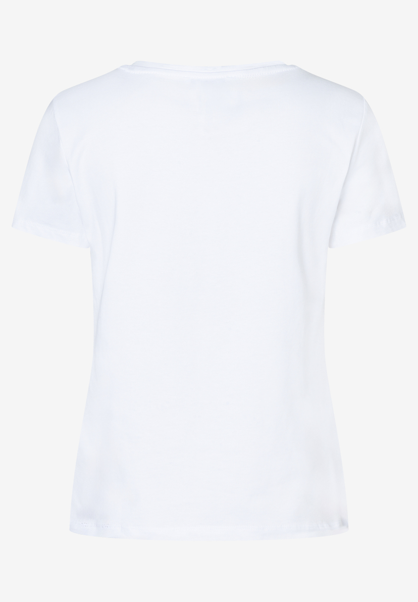 Ein schlichtes, weißes MORE & MORE T-Shirt mit kurzen Ärmeln und Rundhalsausschnitt. Ein schlichtes, weißes MORE & MORE T-Shirt mit kurzen Ärmeln und Rundhalsausschnitt.