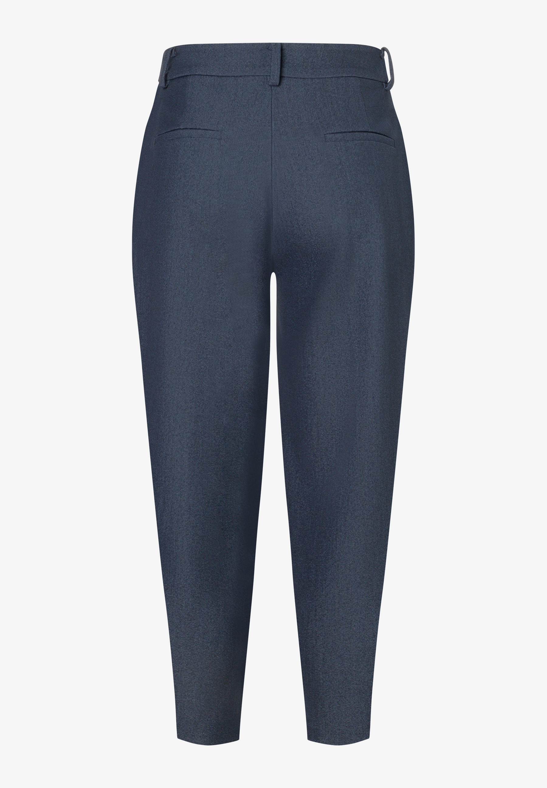 MORE & MORE dunkelblaue Jeans in Dreiviertellänge, hinten mit paspelierten Taschen und Gürtelschlaufen.