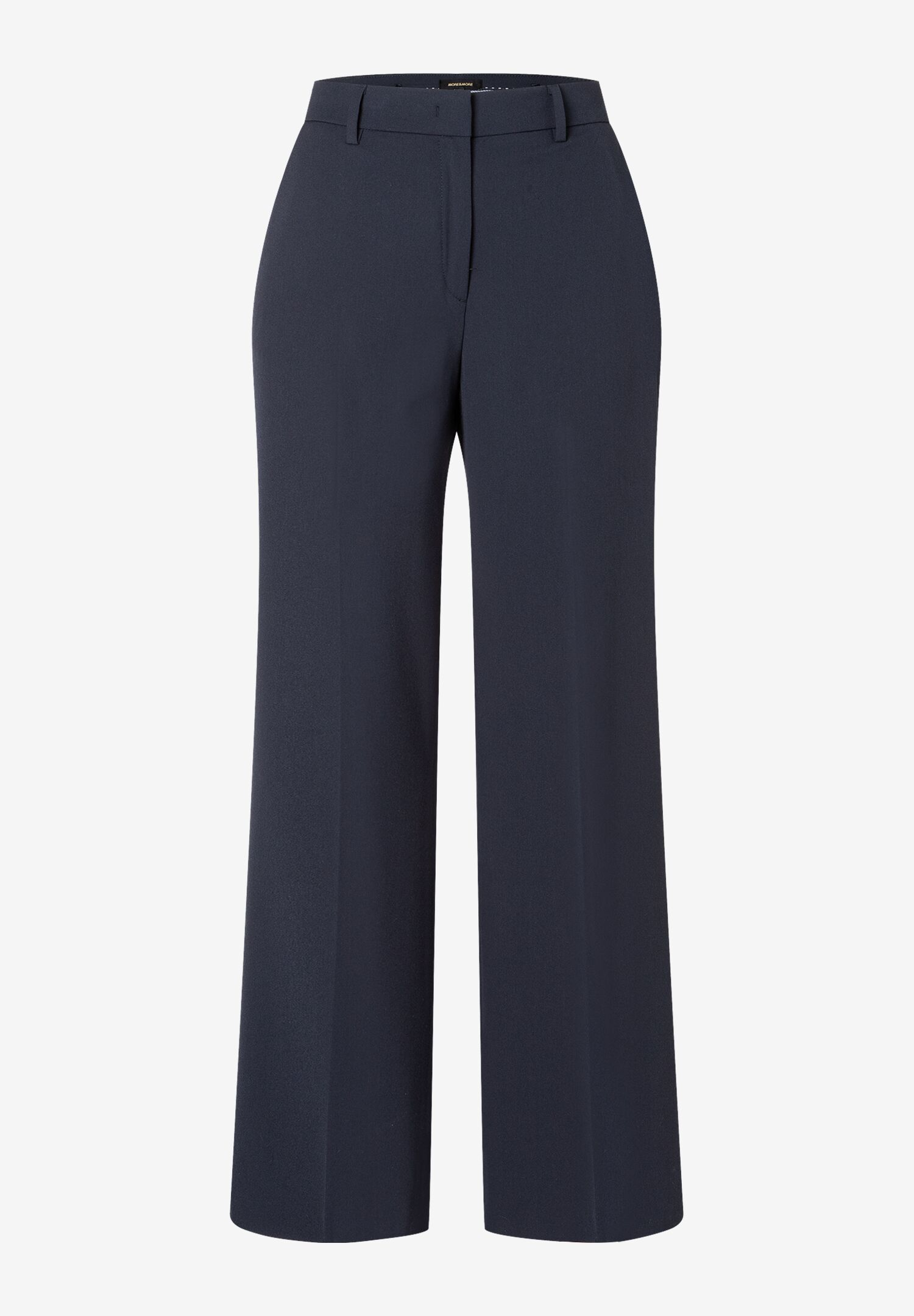 Eine dunkelblaue MORE & MORE Stretch-Gabardine Hose, aufrecht stehend vor einem neutralen Hintergrund. Eine dunkelblaue MORE & MORE Stretch-Gabardine Hose, aufrecht stehend vor einem neutralen Hintergrund.