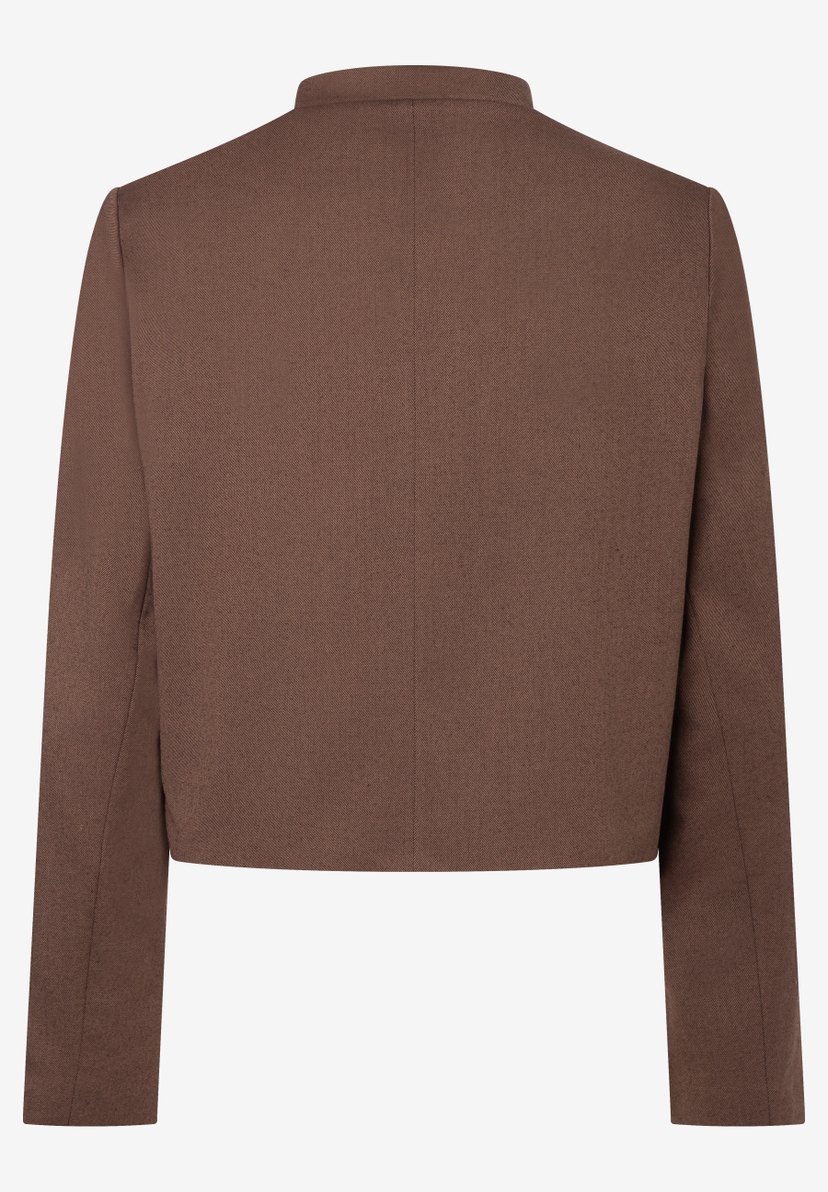 MORE & MORE Blazer in Dunkelbraun, blickdicht mit Webstoff-Muster, Rückansicht. MORE & MORE Blazer in Dunkelbraun, blickdicht mit Webstoff-Muster, Rückansicht.