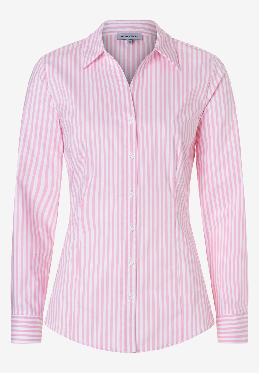 Eine MORE & MORE Bluse mit rosa-weißen Streifen und Knöpfen. Eine MORE & MORE Bluse mit rosa-weißen Streifen und Knöpfen.