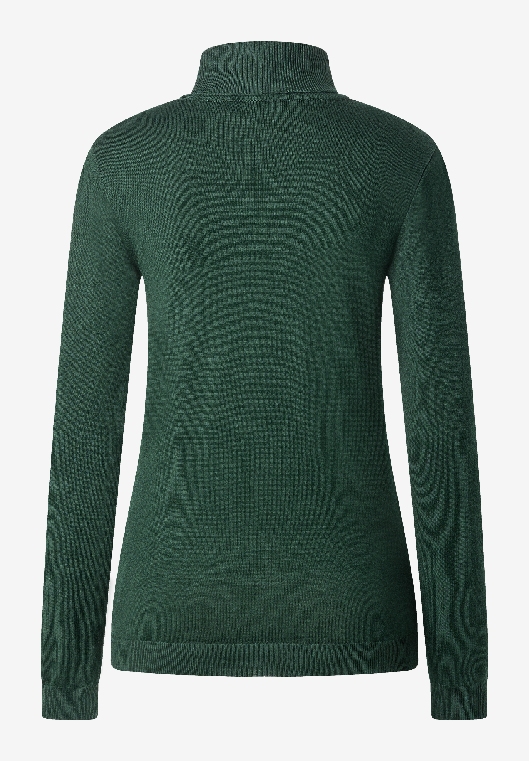 MORE & MORE Oberteil: Dunkelgrüner Rollkragenpullover, Rückansicht MORE & MORE Oberteil: Dunkelgrüner Rollkragenpullover, Rückansicht