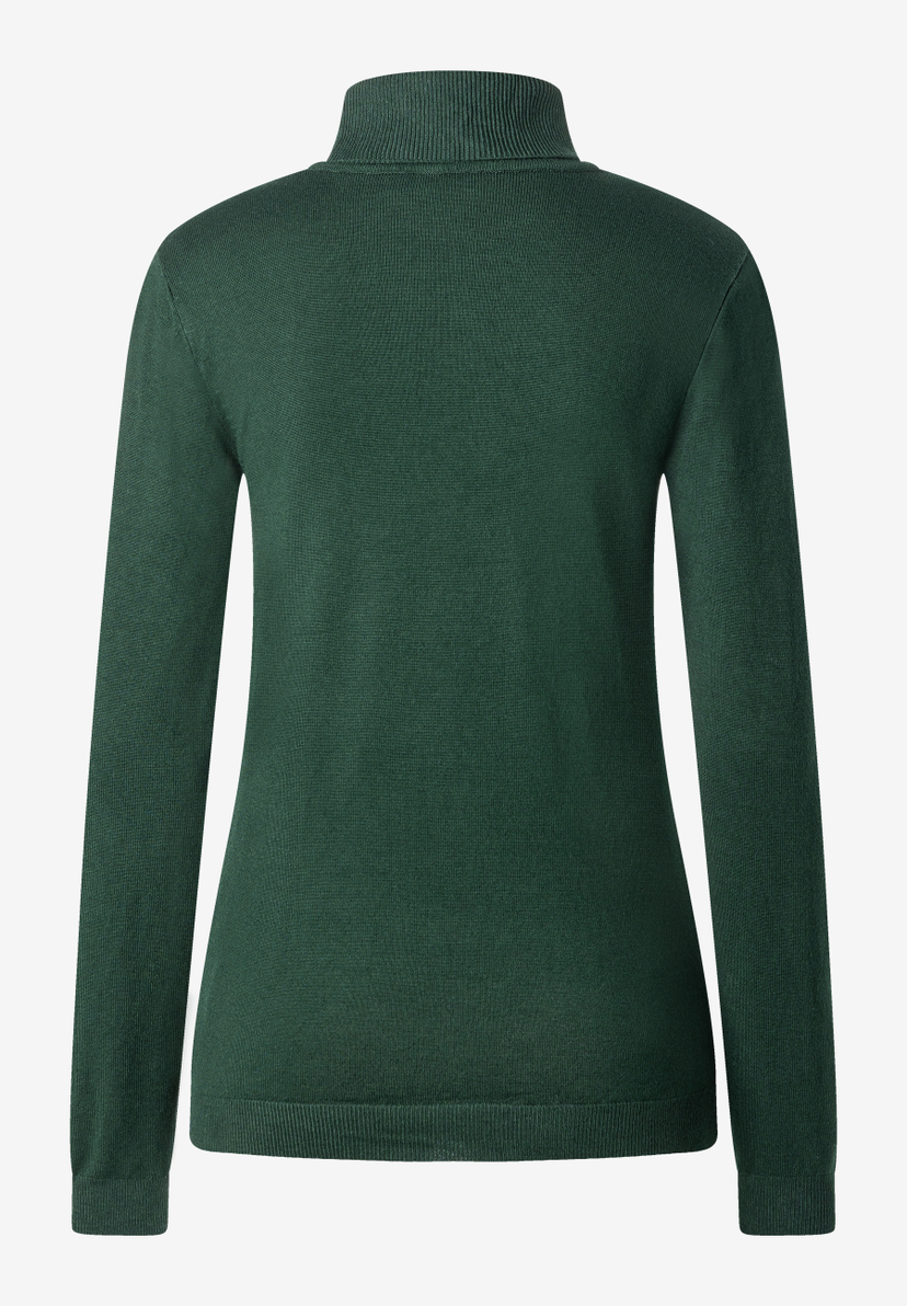 MORE & MORE Oberteil: Dunkelgrüner Rollkragenpullover, Rückansicht MORE & MORE Oberteil: Dunkelgrüner Rollkragenpullover, Rückansicht