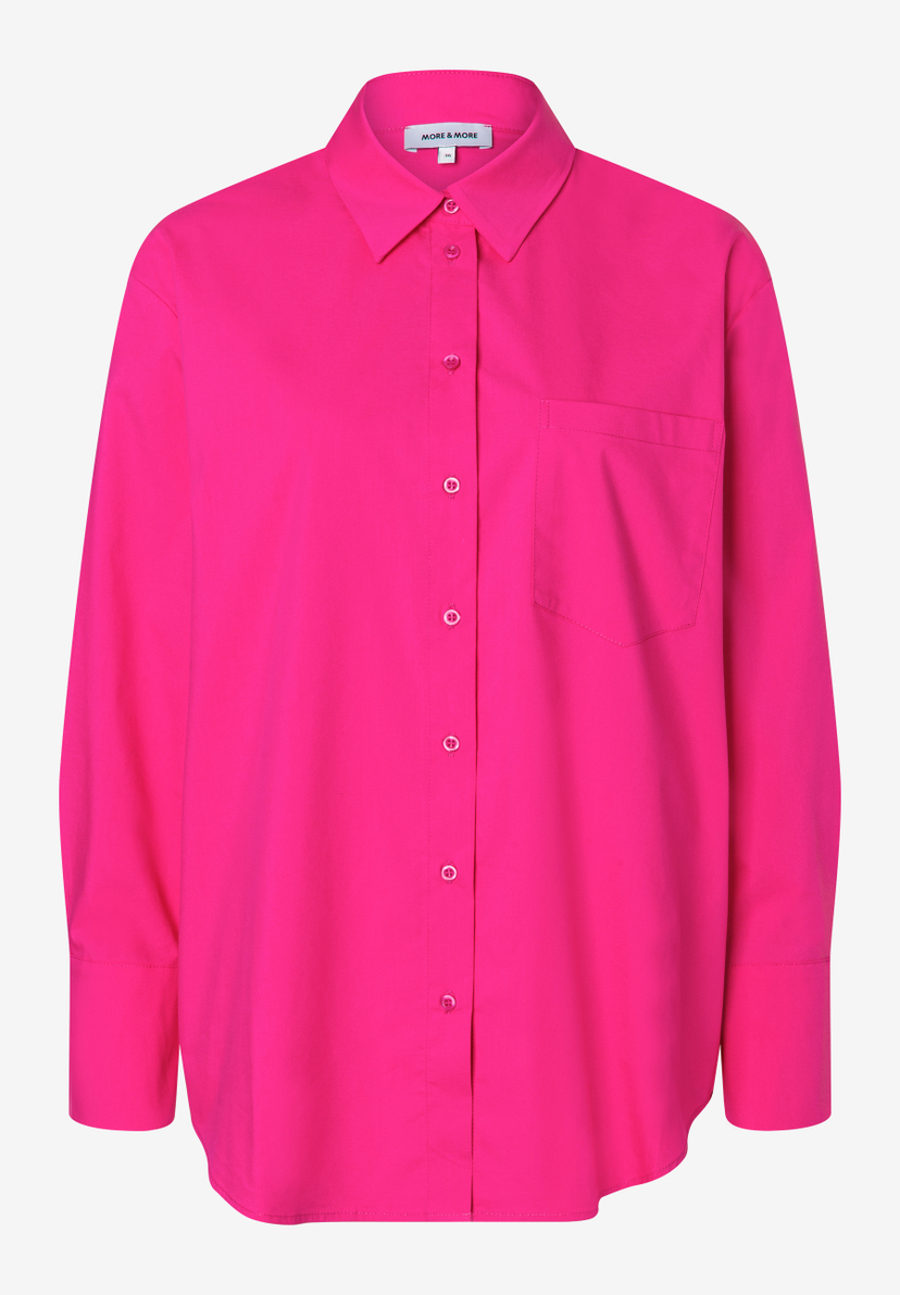Pinke MORE & MORE Bluse mit Knopfleiste und Brusttasche. Pinke MORE & MORE Bluse mit Knopfleiste und Brusttasche.