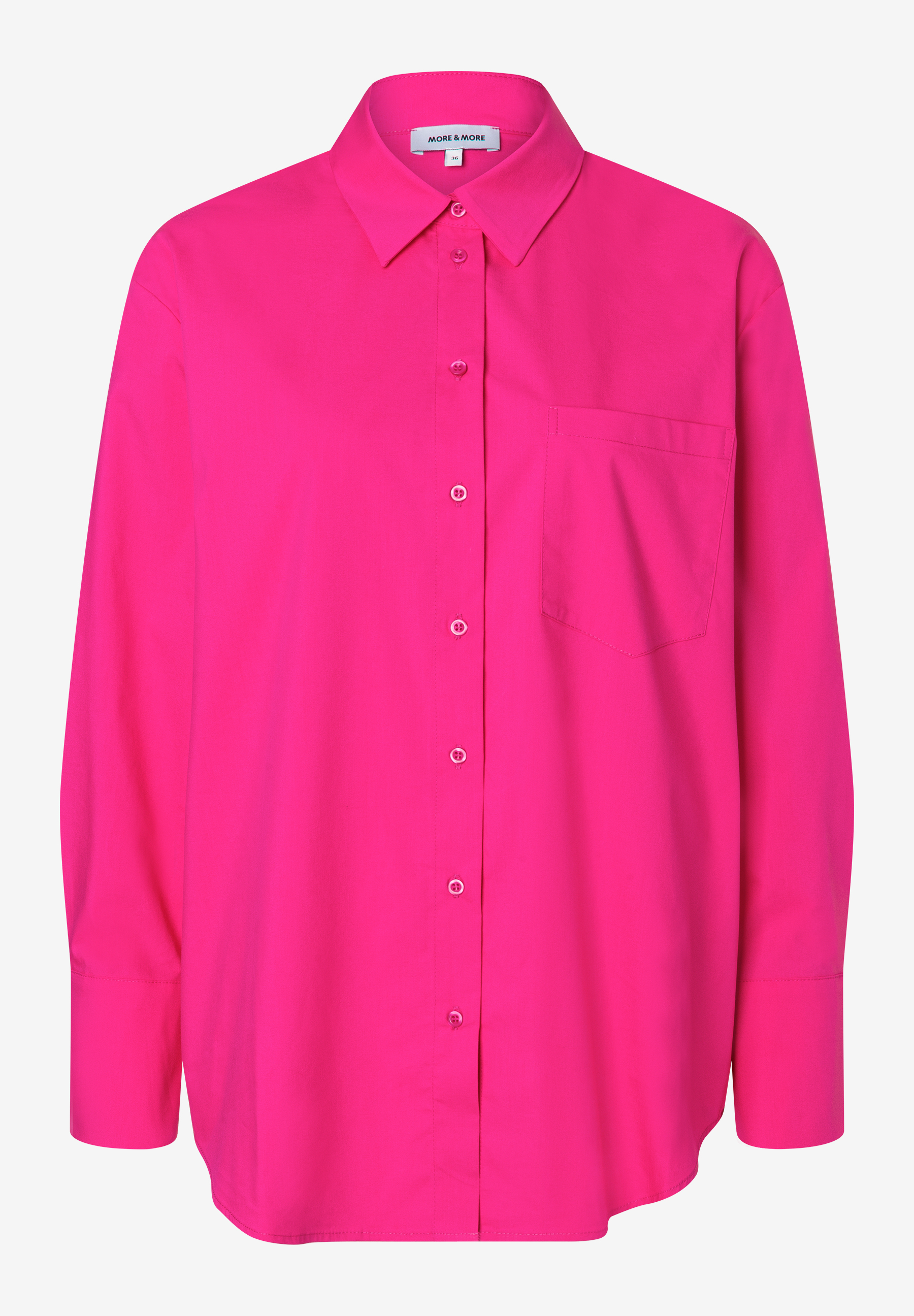 Pinke MORE & MORE Bluse mit Knopfleiste und Brusttasche. Pinke MORE & MORE Bluse mit Knopfleiste und Brusttasche.