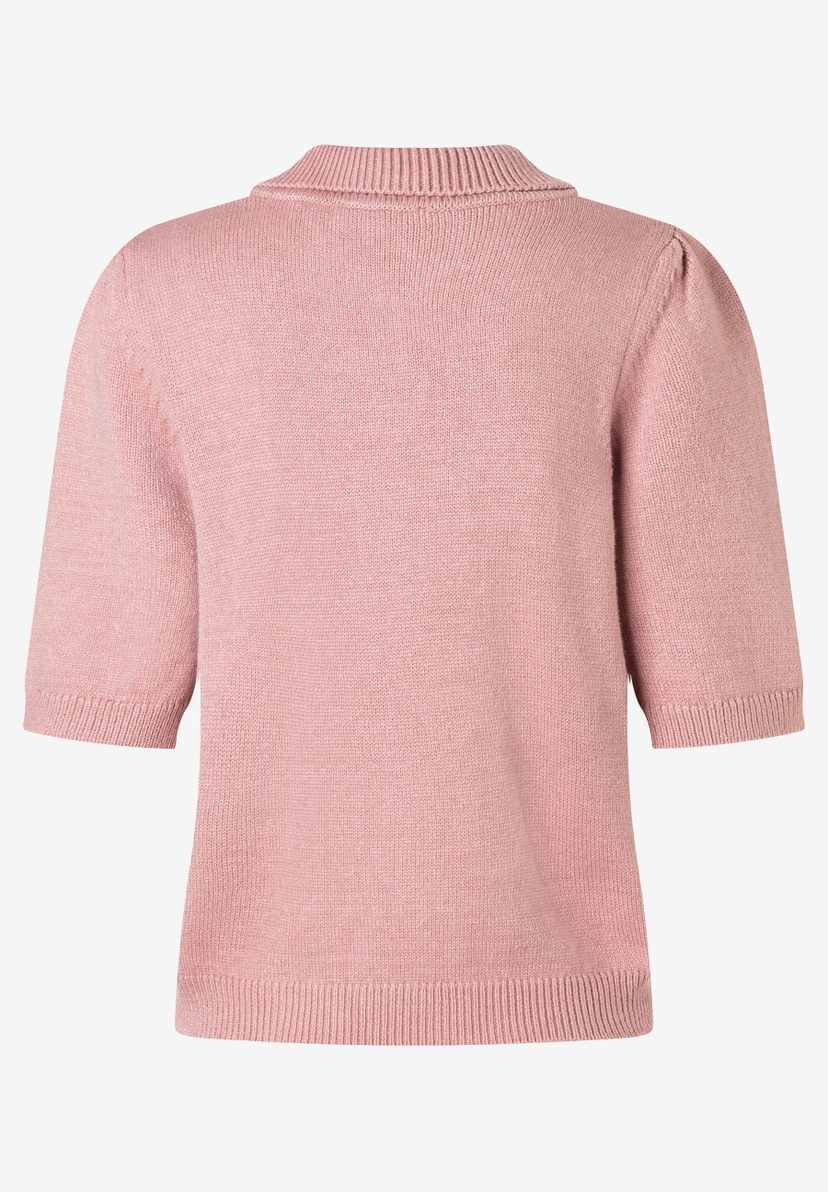 MORE & MORE Pullover in Rosé, feingestrickt, mit Stehkragen und kurzen Ärmeln. Der Saum ist gerippt. MORE & MORE Pullover in Rosé, feingestrickt, mit Stehkragen und kurzen Ärmeln. Der Saum ist gerippt.