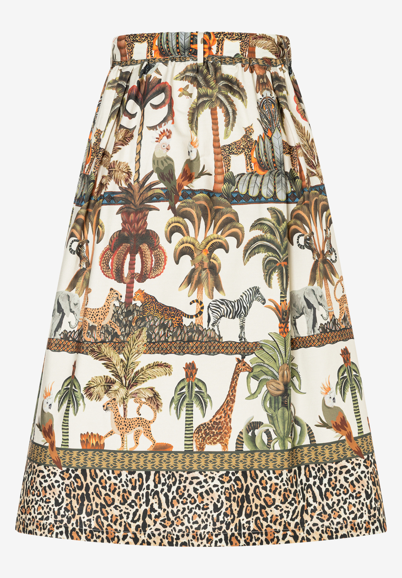 MORE & MORE Rock mit farbenfrohem Safari-Print aus Palmen, Elefanten, Leoparden, Zebras und Giraffen. Bequem. MORE & MORE Rock mit farbenfrohem Safari-Print aus Palmen, Elefanten, Leoparden, Zebras und Giraffen. Bequem.