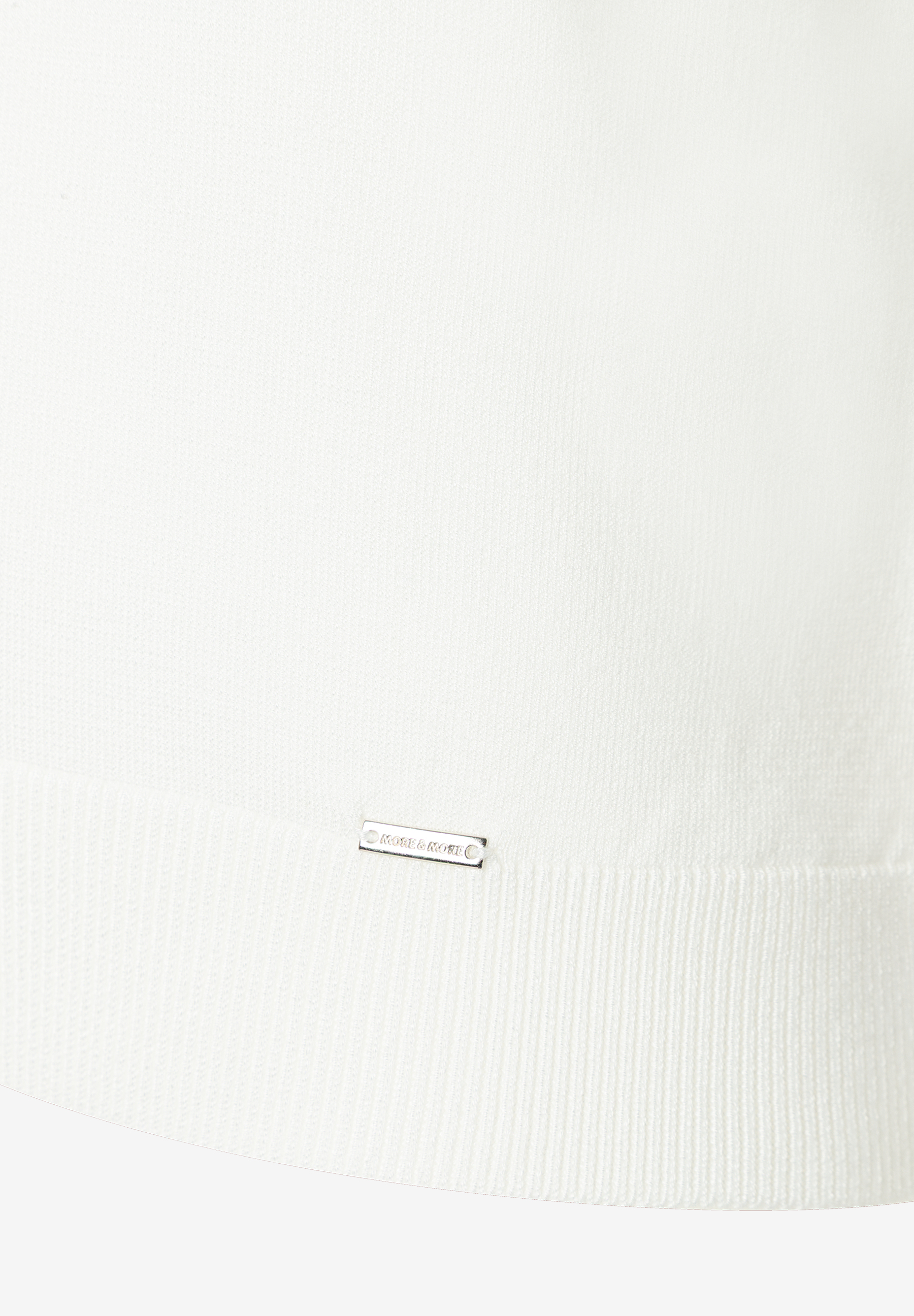 MORE & MORE Damen Pullover in Weiß mit geripptem Saum und Marken-Logo-Schild MORE & MORE Damen Pullover in Weiß mit geripptem Saum und Marken-Logo-Schild