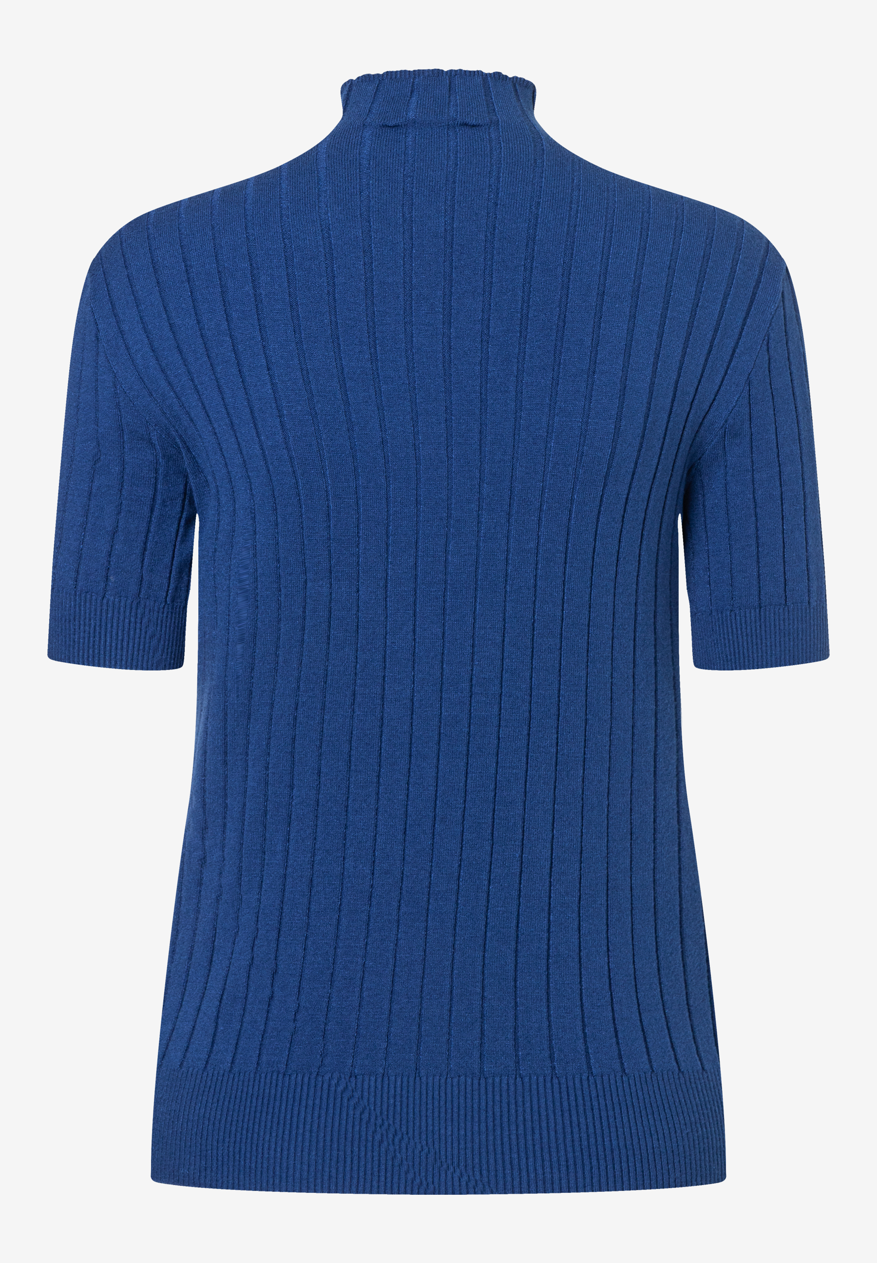 MORE & MORE Rippstrick-Pullover in Blau, halbarm, mit Stehkragen. Angenehm und elastisch. MORE & MORE Rippstrick-Pullover in Blau, halbarm, mit Stehkragen. Angenehm und elastisch.