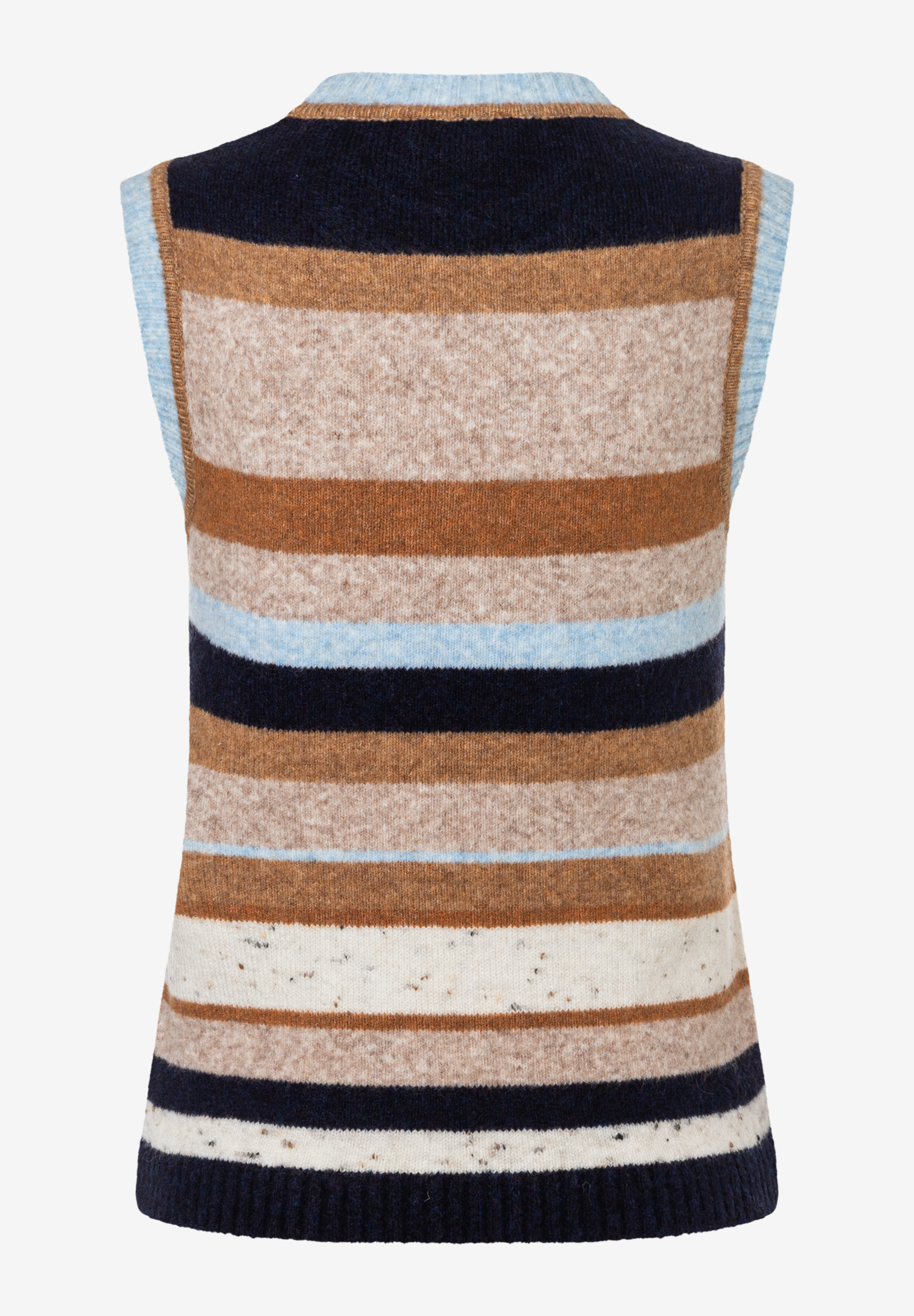 MORE & MORE Pullover: Gestreiftes Strick-Oberteil mit Streifen in Dunkelblau, Hellblau, Braun und Beige. MORE & MORE Pullover: Gestreiftes Strick-Oberteil mit Streifen in Dunkelblau, Hellblau, Braun und Beige.