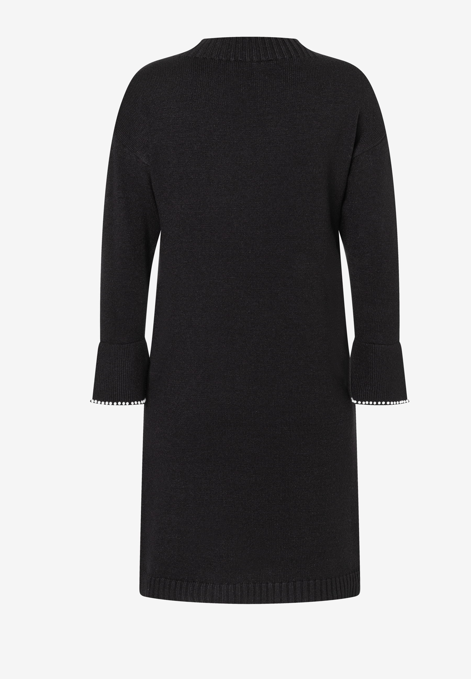 Schwarzes Strick-Oberteil von MORE & MORE mit langen Ärmeln und Perlen-Details an den Manschetten. Schwarzes Strick-Oberteil von MORE & MORE mit langen Ärmeln und Perlen-Details an den Manschetten.