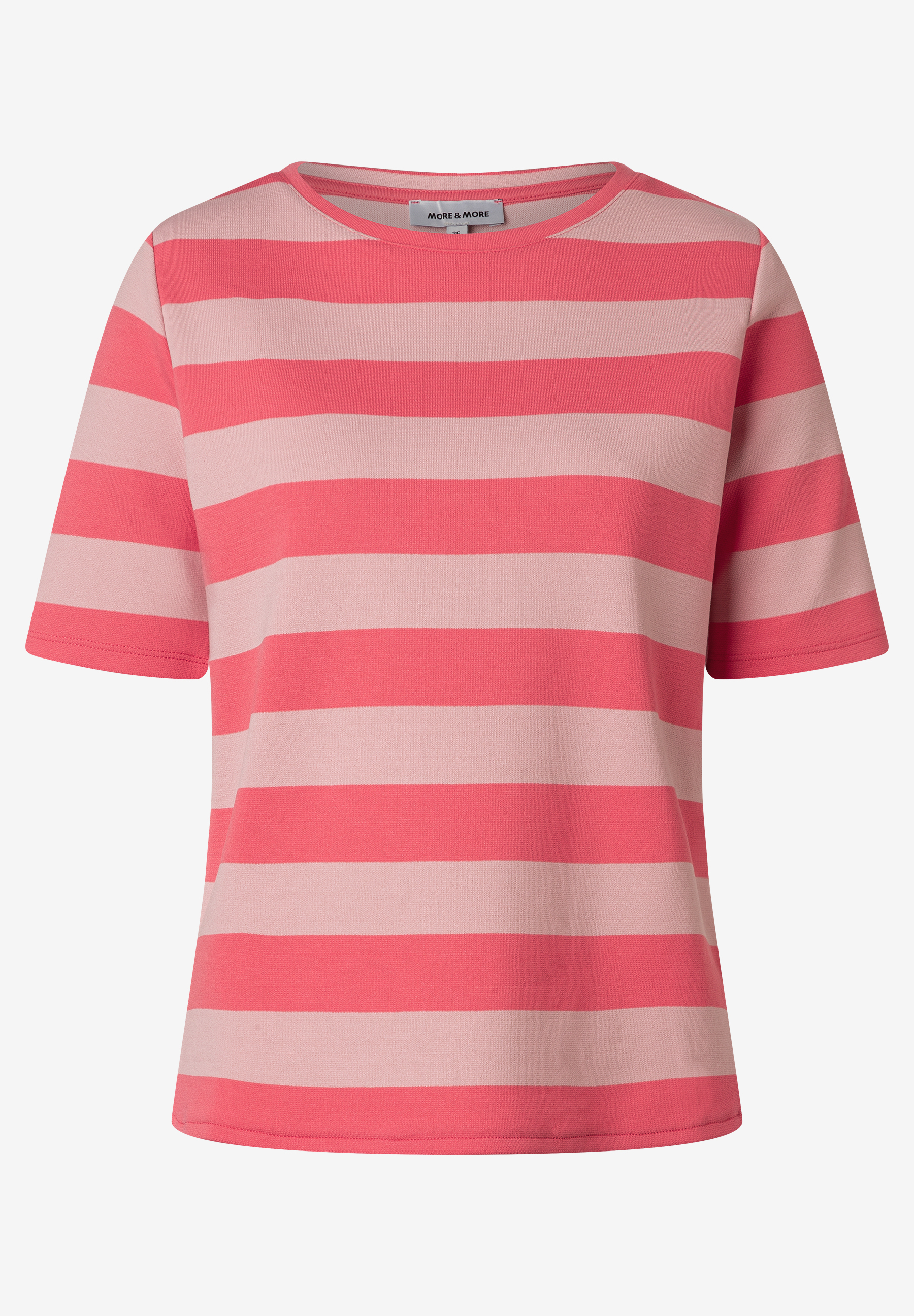 Ein MORE & MORE Oberteil, ein T-Shirt mit rosa Streifen. Ein MORE & MORE Oberteil, ein T-Shirt mit rosa Streifen.