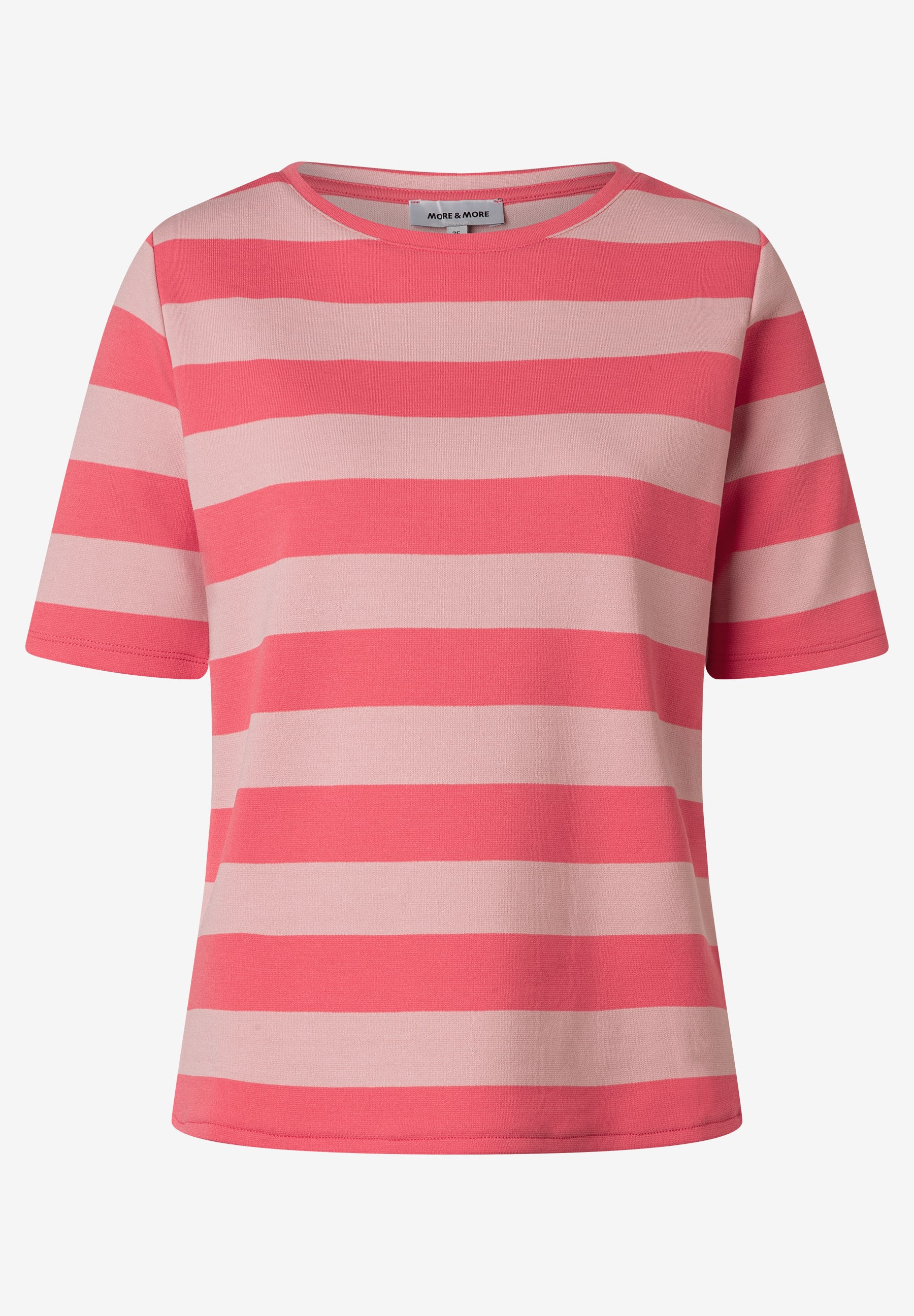Ein MORE & MORE Oberteil, ein T-Shirt mit rosa Streifen. Ein MORE & MORE Oberteil, ein T-Shirt mit rosa Streifen.