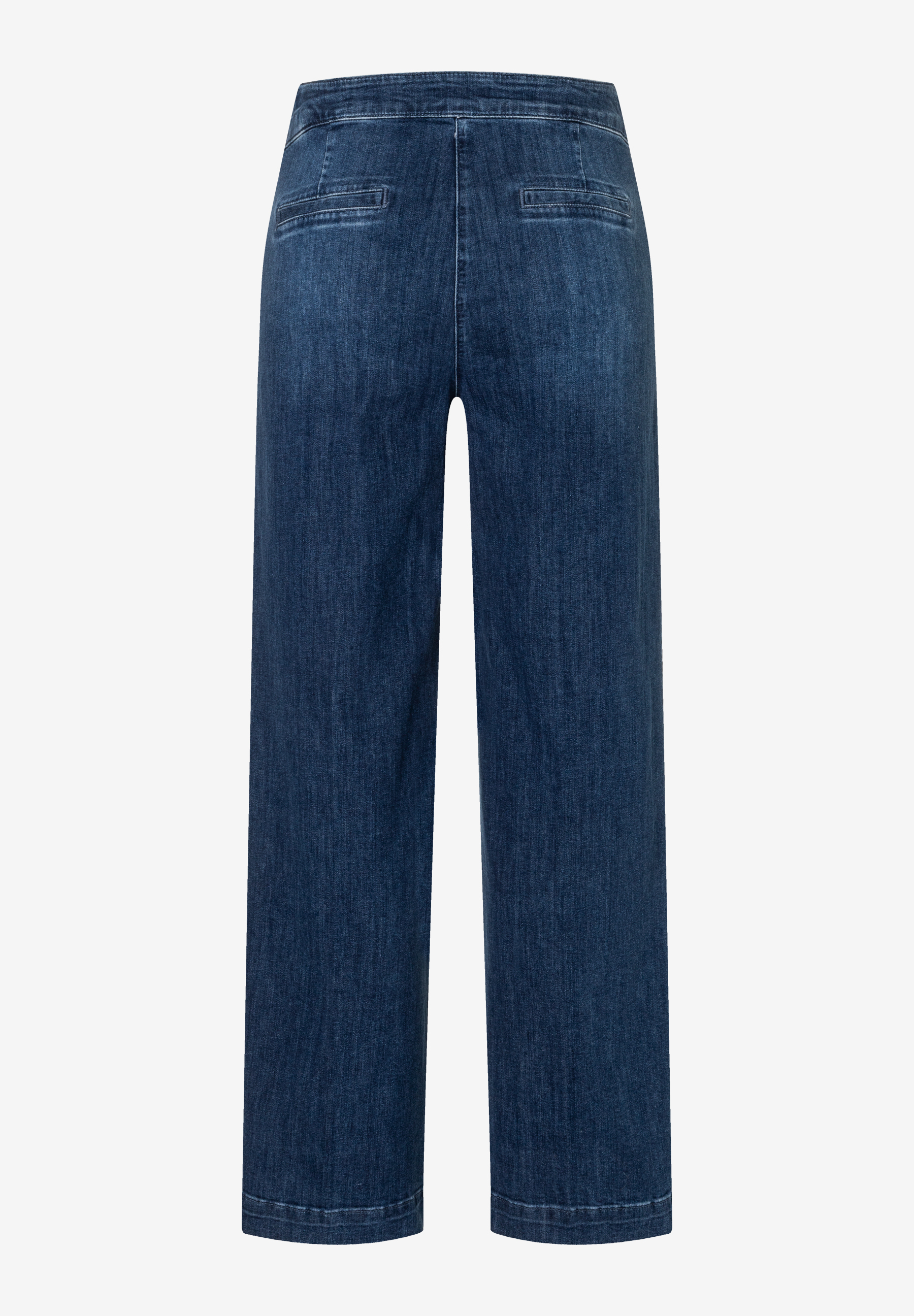 Eine MORE & MORE Jeanshose aus Denim in dunklem Blau, von hinten fotografiert. Eine MORE & MORE Jeanshose aus Denim in dunklem Blau, von hinten fotografiert.