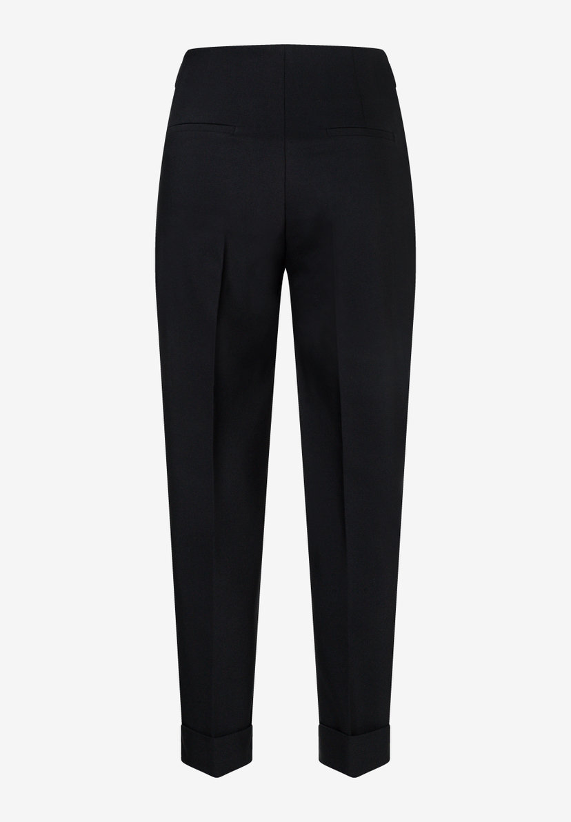 MORE & MORE schwarze Cropped-Jeans mit Umschlag und schmalen Bund, Rückansicht