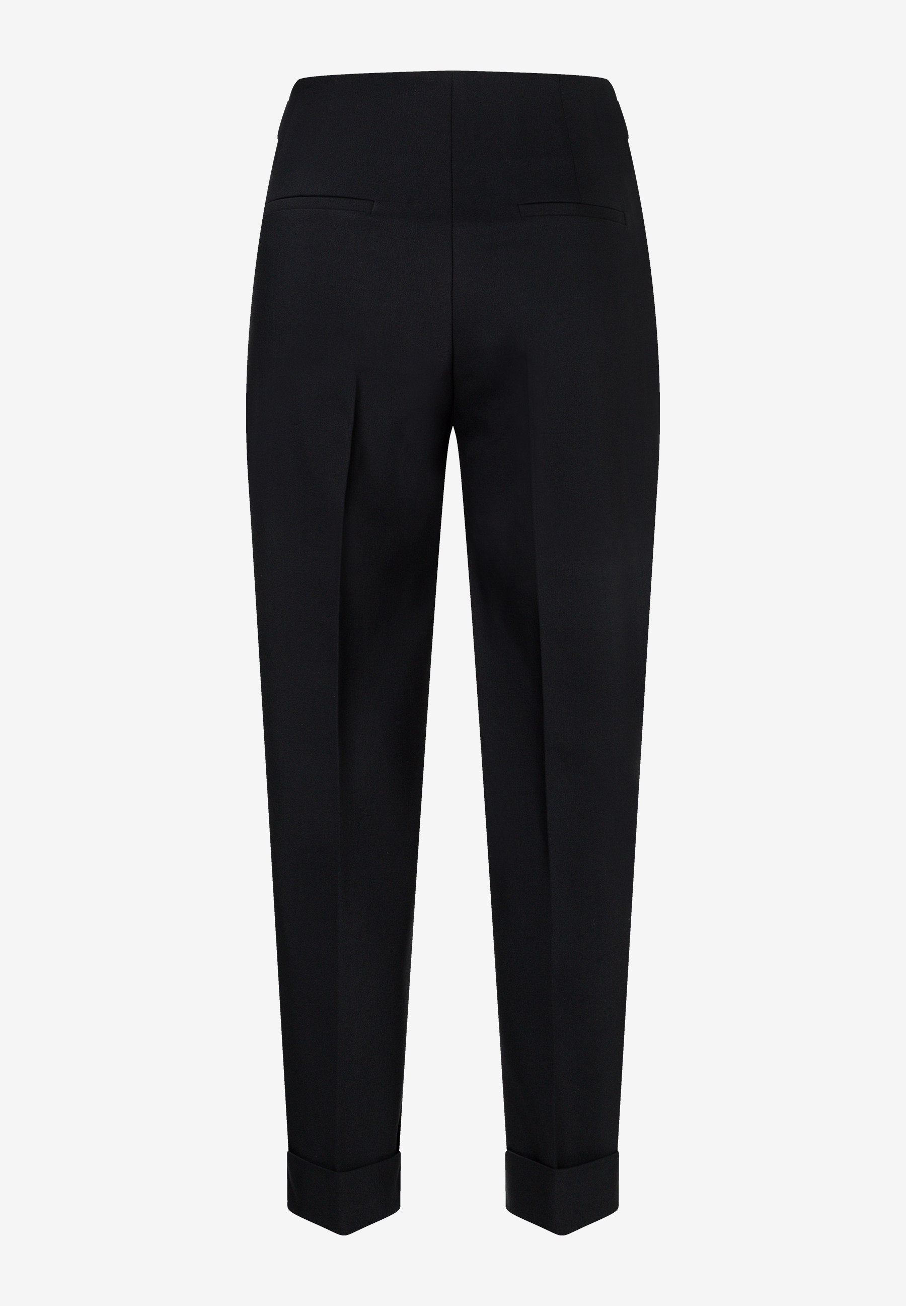 MORE & MORE schwarze Cropped-Jeans mit Umschlag und schmalen Bund, Rückansicht MORE & MORE schwarze Cropped-Jeans mit Umschlag und schmalen Bund, Rückansicht