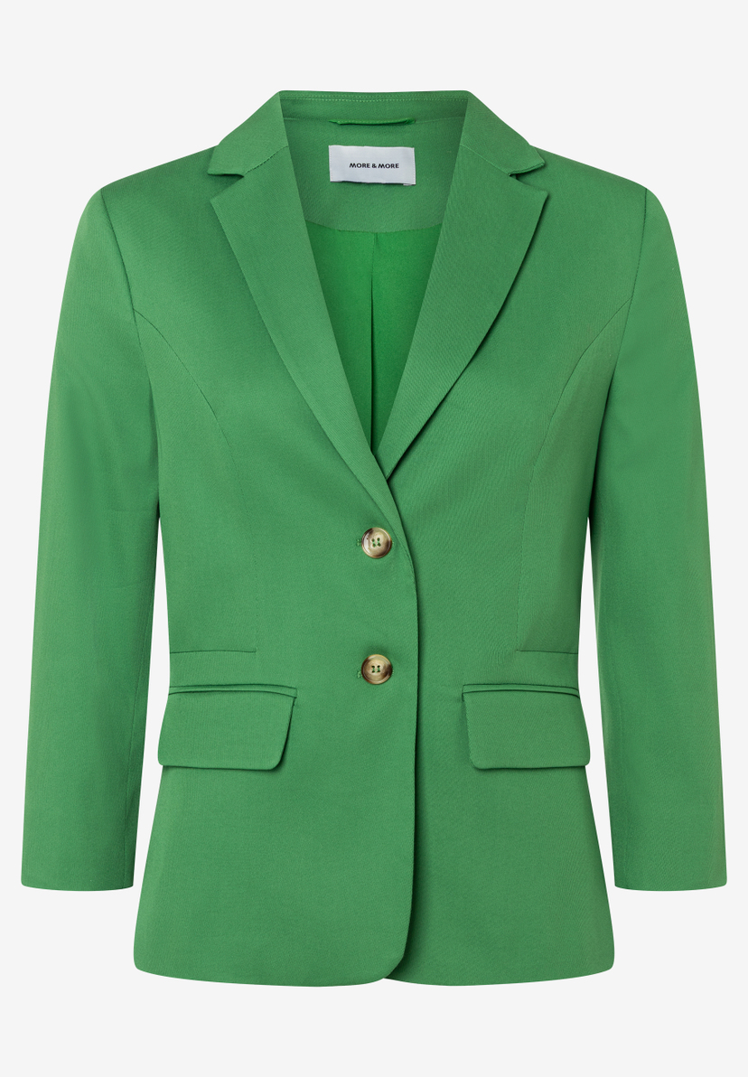 Grüner MORE & MORE Blazer mit zwei Knöpfen und Taschen. Grüner MORE & MORE Blazer mit zwei Knöpfen und Taschen.