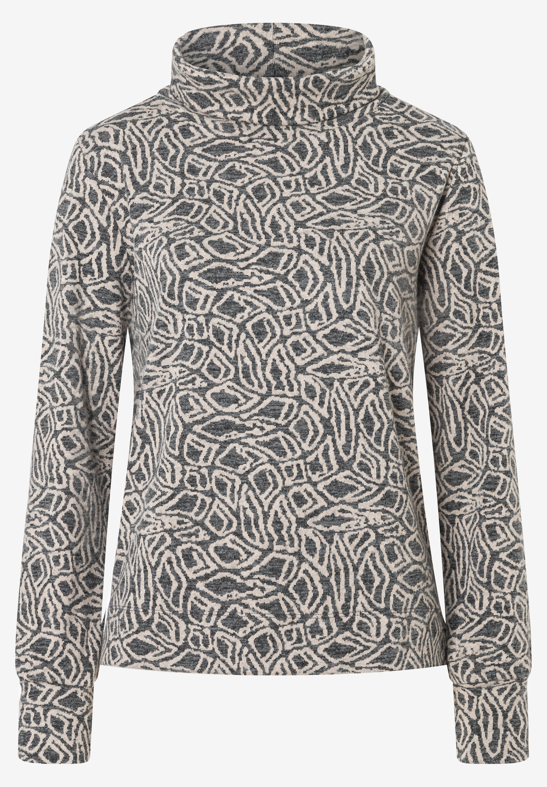 Ein MORE & MORE Jersey-Oberteil mit leichtem, weichem Stoff und abstraktem Muster. Ein MORE & MORE Jersey-Oberteil mit leichtem, weichem Stoff und abstraktem Muster.