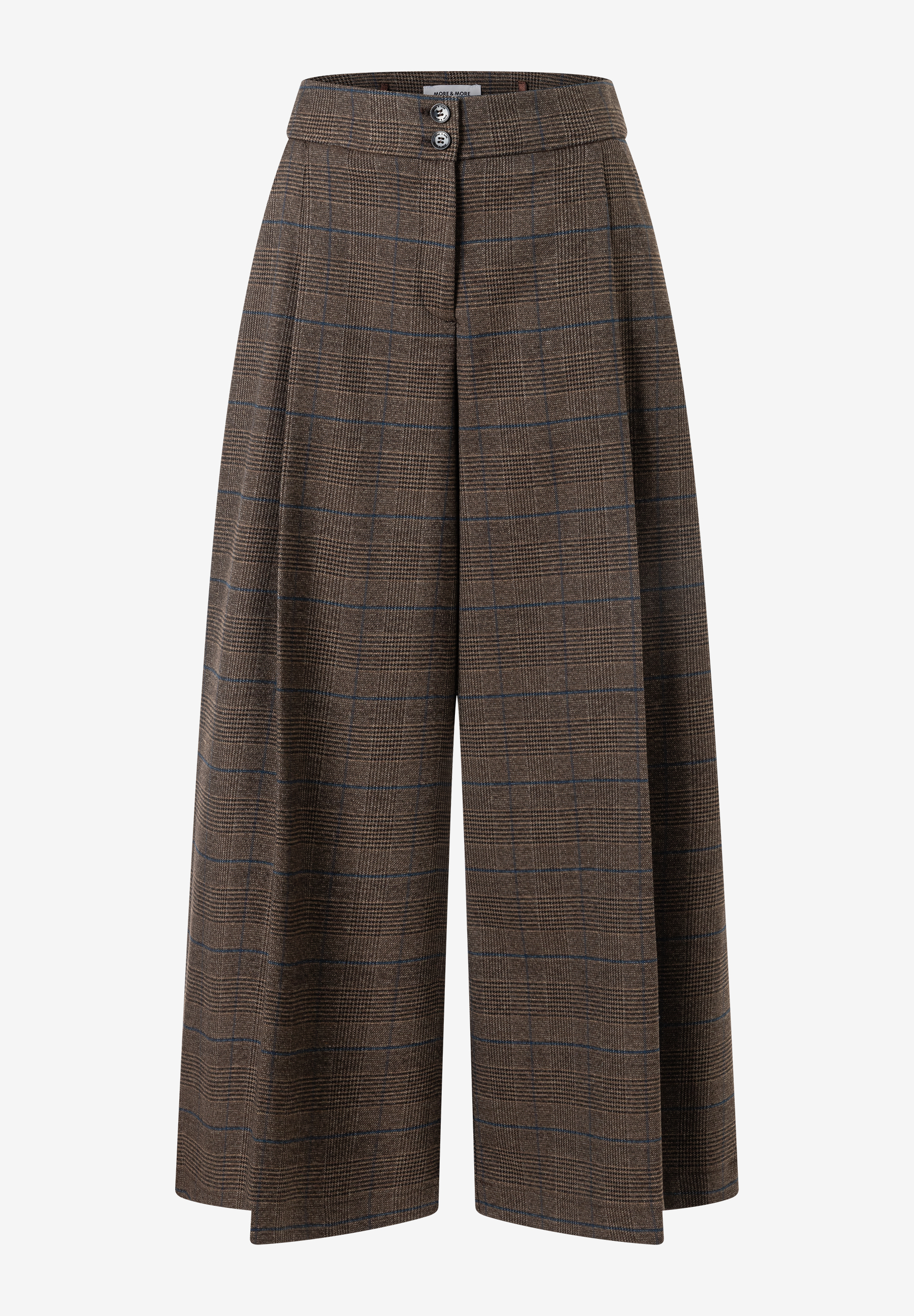 MORE & MORE Marlenehose mit braunem Glencheck-Muster und blauen Streifen