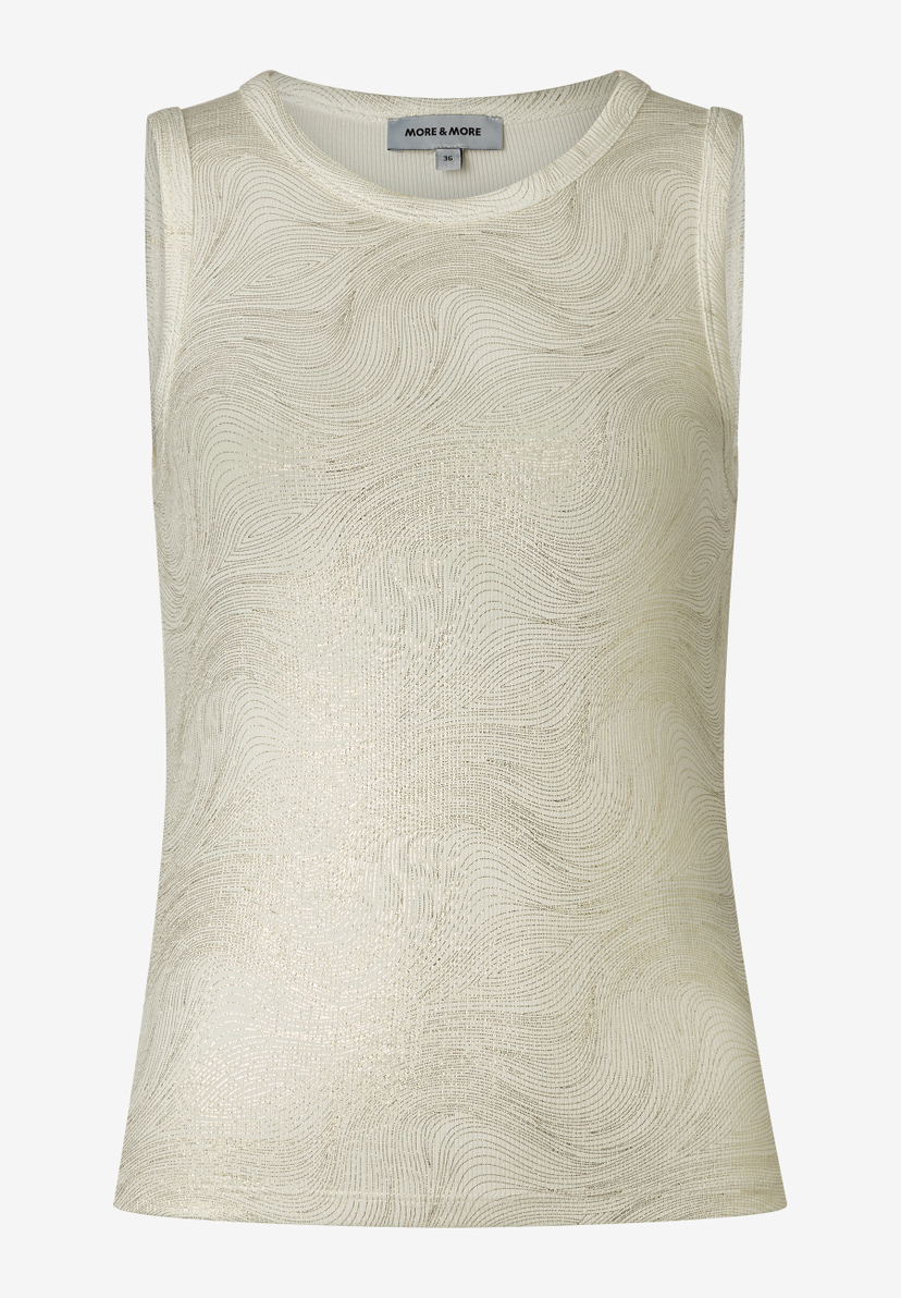 Ein glänzendes, ärmelloses Top von MORE & MORE mit einem gewellten Muster.