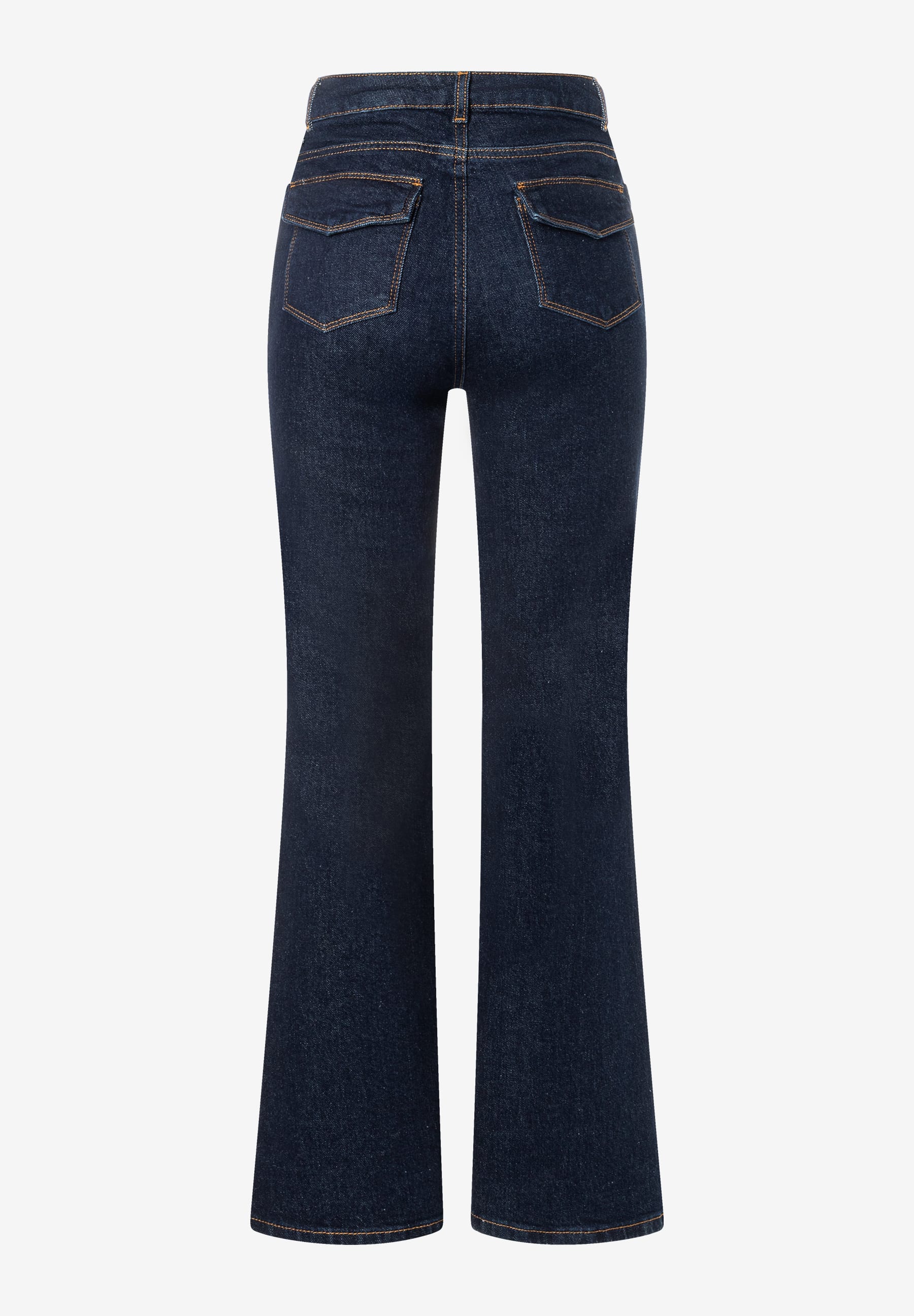 MORE & MORE Jeans aus Stretch-Denim in dunklem Blau. Bootcut-Schnitt mit 2 Pattentaschen und 2 Gesäßtaschen. MORE & MORE Jeans aus Stretch-Denim in dunklem Blau. Bootcut-Schnitt mit 2 Pattentaschen und 2 Gesäßtaschen.