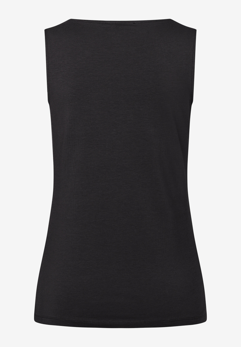 Schwarzes MORE & MORE Jersey-Top, ärmellos, mit geradem Ausschnitt. Angenehm, elastisch und hautfreundlich. Schwarzes MORE & MORE Jersey-Top, ärmellos, mit geradem Ausschnitt. Angenehm, elastisch und hautfreundlich.