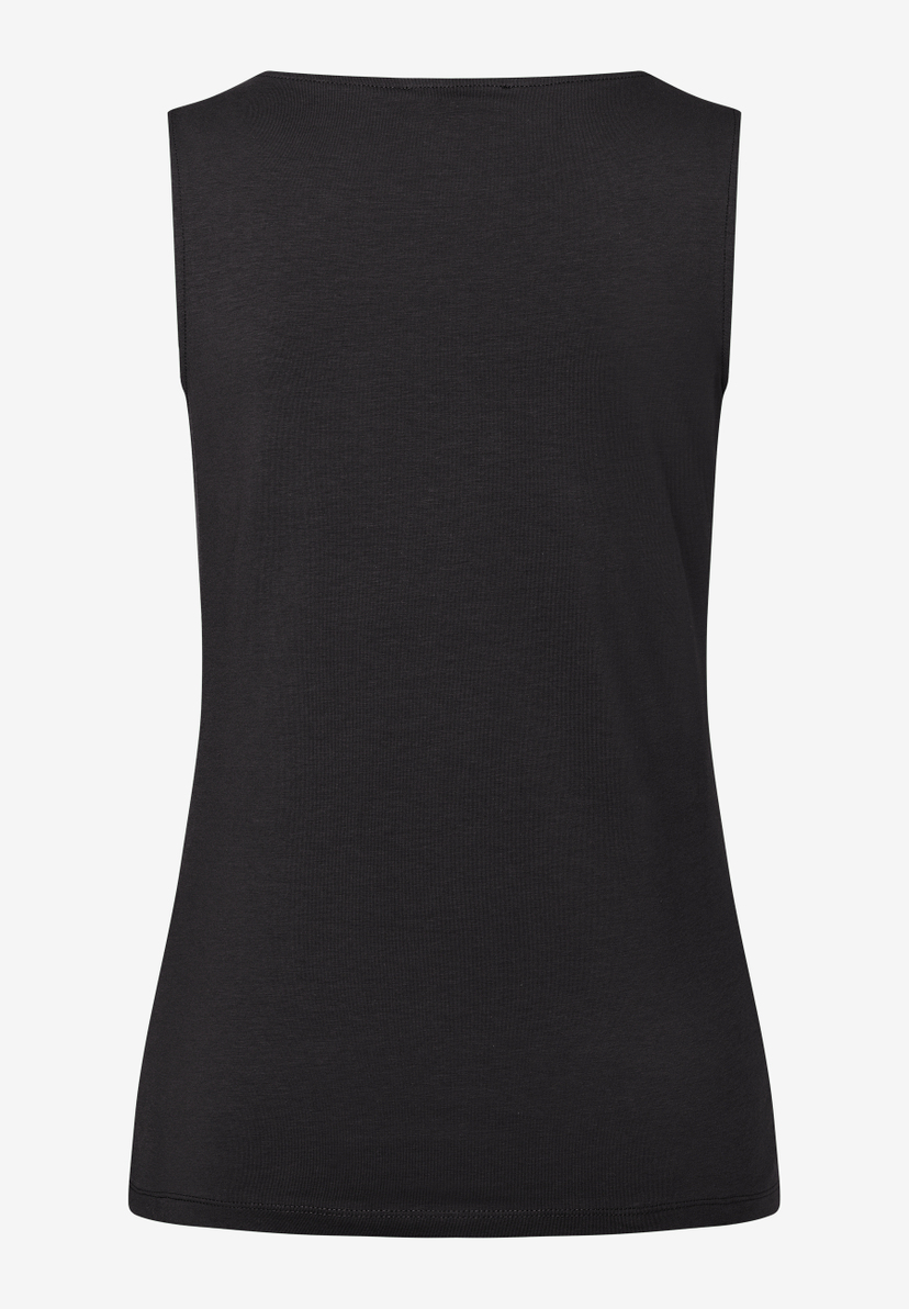 Schwarzes MORE & MORE Jersey-Top, ärmellos, mit geradem Ausschnitt. Angenehm, elastisch und hautfreundlich. Schwarzes MORE & MORE Jersey-Top, ärmellos, mit geradem Ausschnitt. Angenehm, elastisch und hautfreundlich.