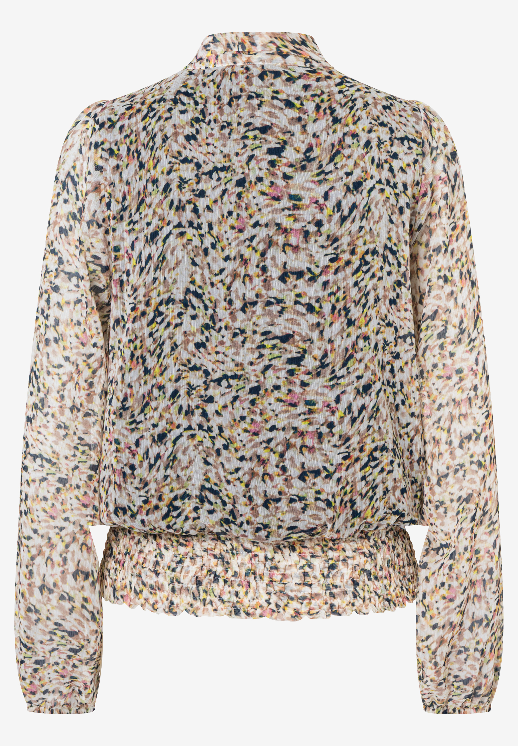 Eine MORE & MORE Bluse mit langem Ärmel und abstraktem Muster. Eine MORE & MORE Bluse mit langem Ärmel und abstraktem Muster.