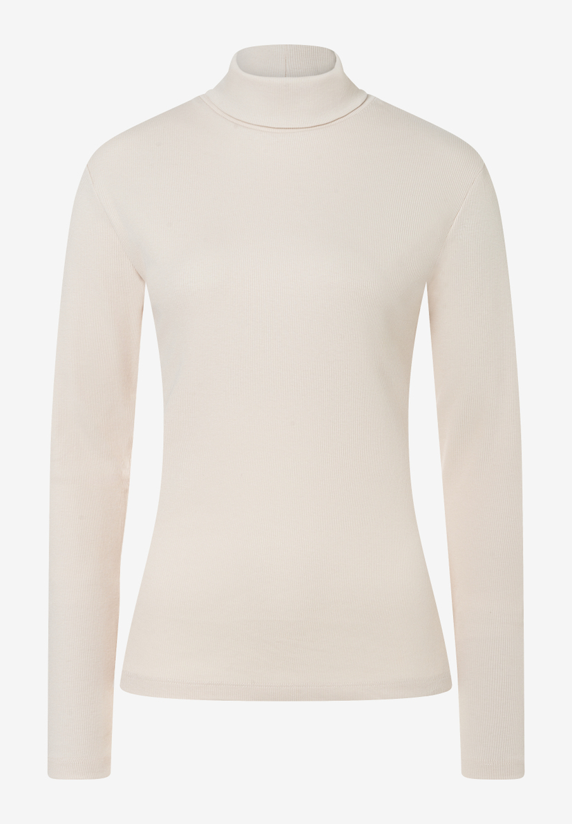 MORE & MORE Ripp-Shirt mit Rollkragen in Beige, Langarm, schmaler Schnitt. MORE & MORE Ripp-Shirt mit Rollkragen in Beige, Langarm, schmaler Schnitt.