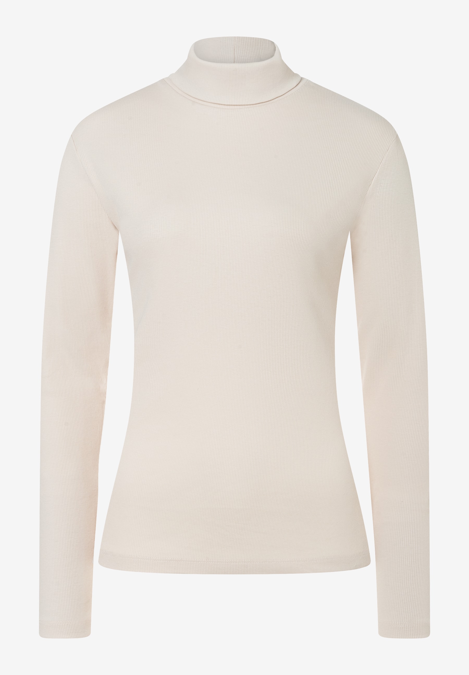 MORE & MORE Ripp-Shirt mit Rollkragen in Beige, Langarm, schmaler Schnitt. MORE & MORE Ripp-Shirt mit Rollkragen in Beige, Langarm, schmaler Schnitt.