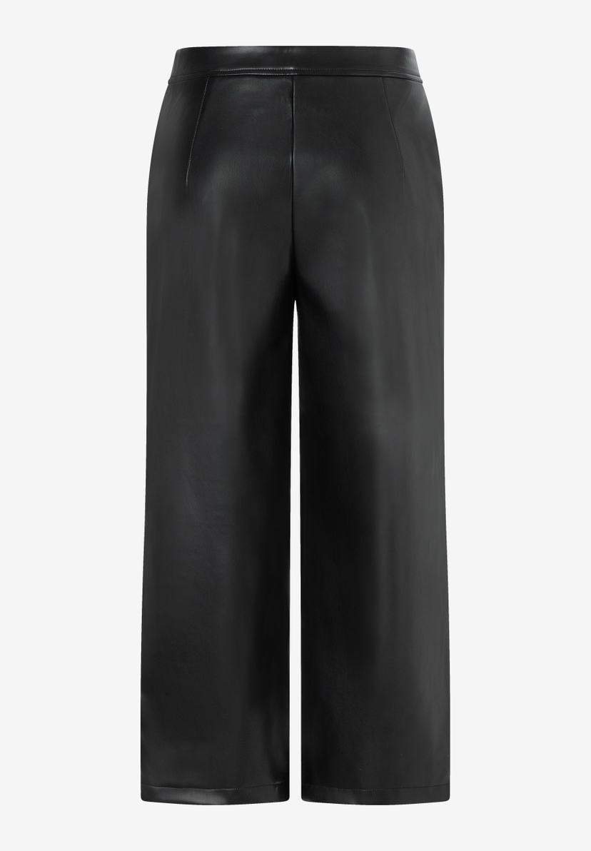 MORE & MORE schwarze Culotte-Hose aus Lederimitat, Rückansicht MORE & MORE schwarze Culotte-Hose aus Lederimitat, Rückansicht