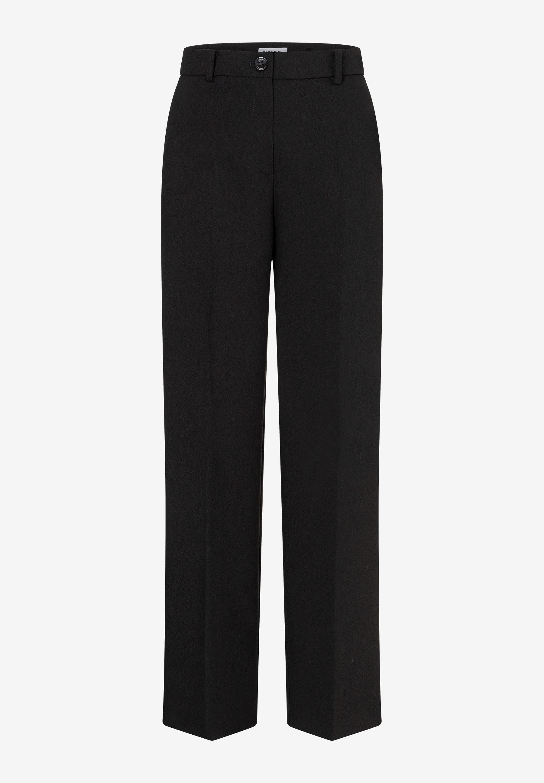 MORE & MORE schwarze Business-Hose aus weich fallendem Stoff mit Knopfverschluss und Gürtelschlaufen.