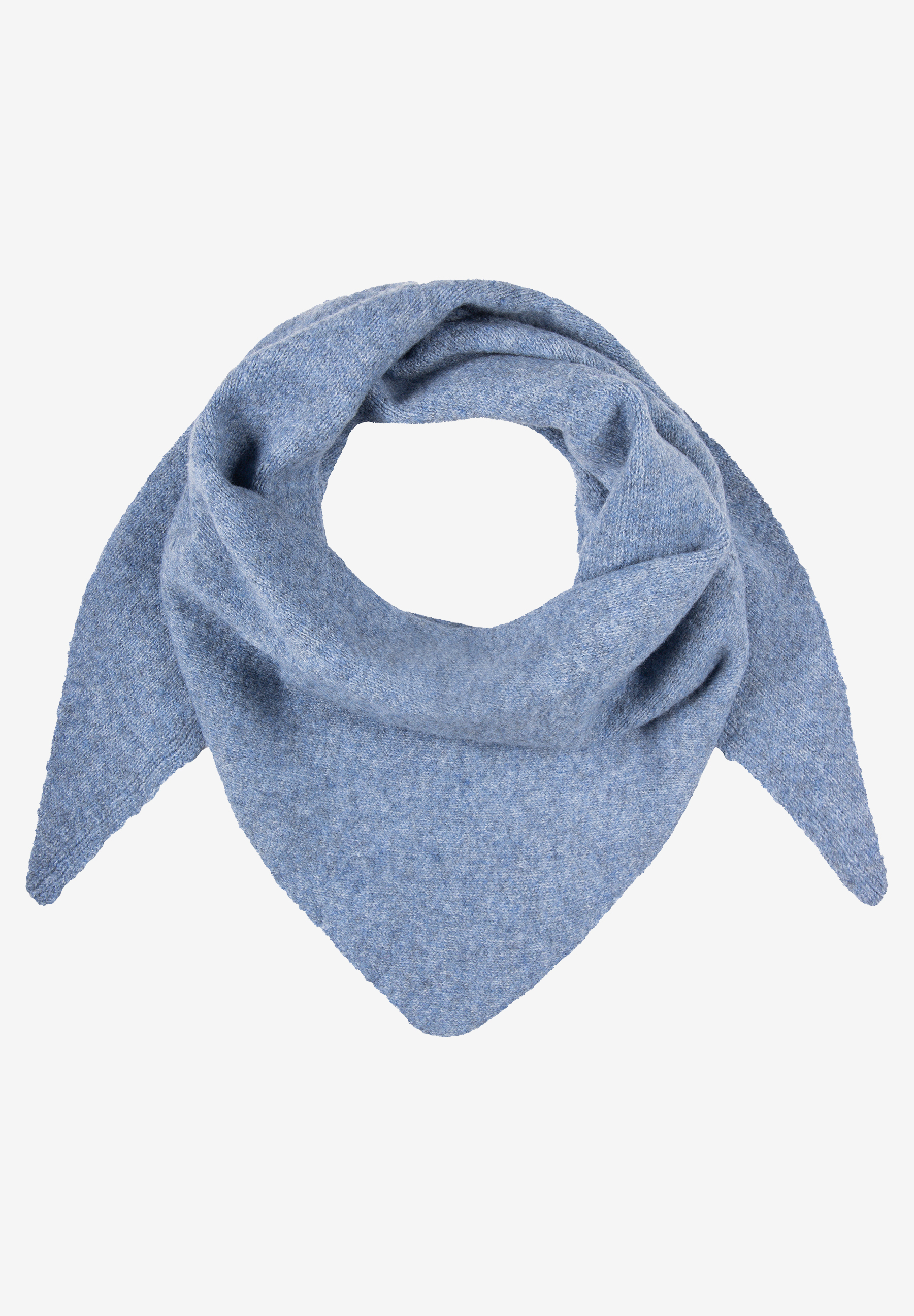MORE & MORE dreieckiger Schal aus weichem, blauem Strickmaterial mit melierter Optik, mittig gerafft MORE & MORE dreieckiger Schal aus weichem, blauem Strickmaterial mit melierter Optik, mittig gerafft