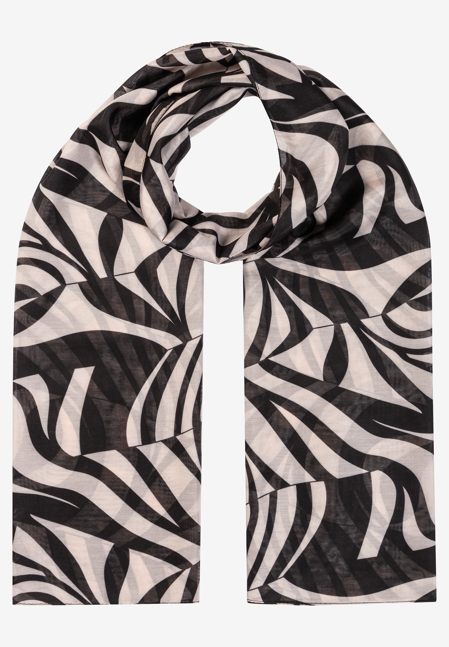 Ein MORE & MORE Accessoire: Schal mit abstraktem Schwarz-Weiß-Muster. Ein MORE & MORE Accessoire: Schal mit abstraktem Schwarz-Weiß-Muster.