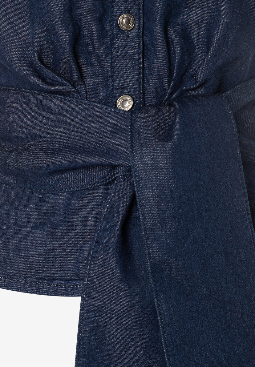 MORE & MORE Jeansbluse aus Denim mit Taillenknoten und Knopfleiste für angenehmen Tragekomfort MORE & MORE Jeansbluse aus Denim mit Taillenknoten und Knopfleiste für angenehmen Tragekomfort