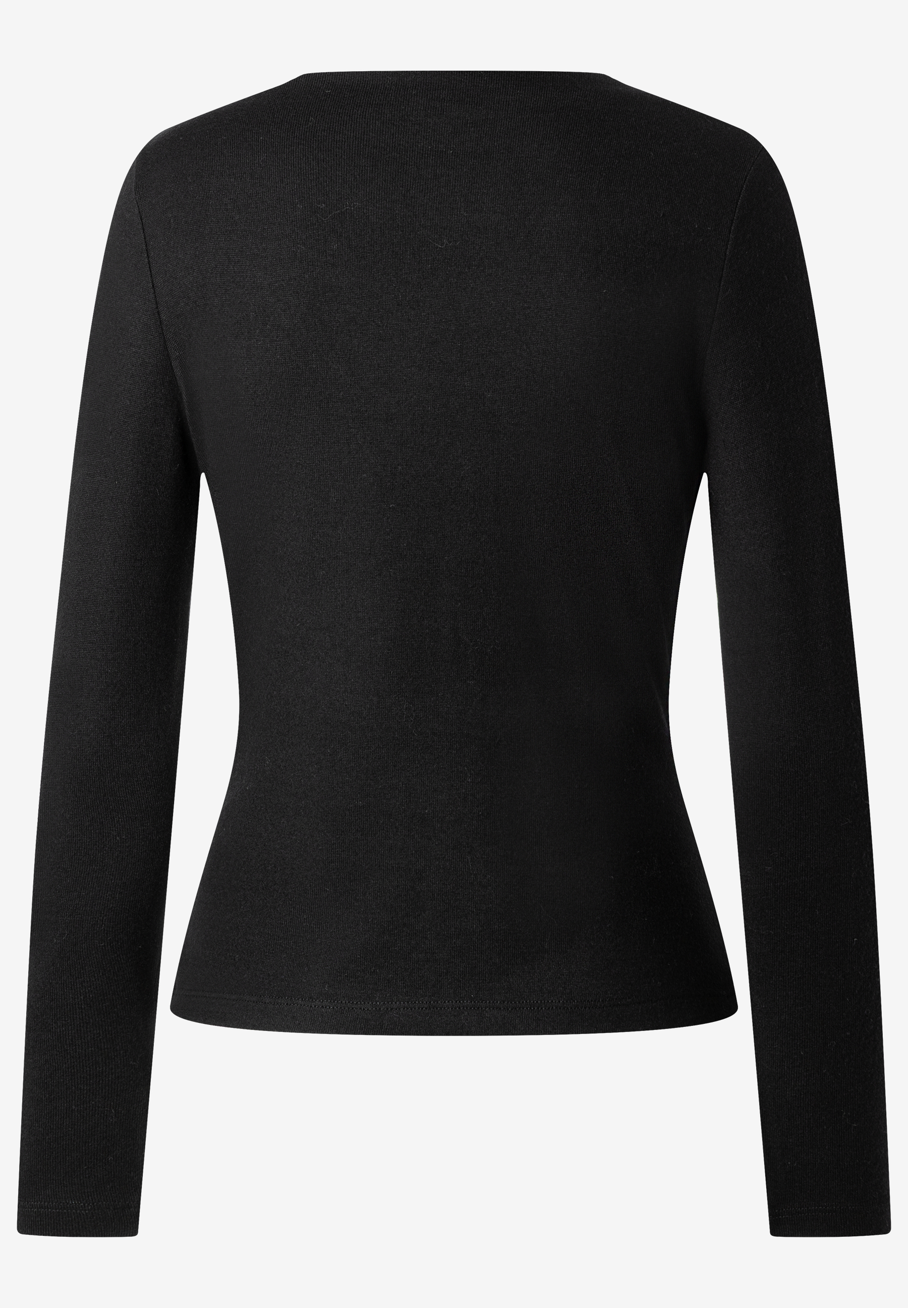 MORE & MORE Damen-Langarmshirt in Schwarz, Rückansicht.