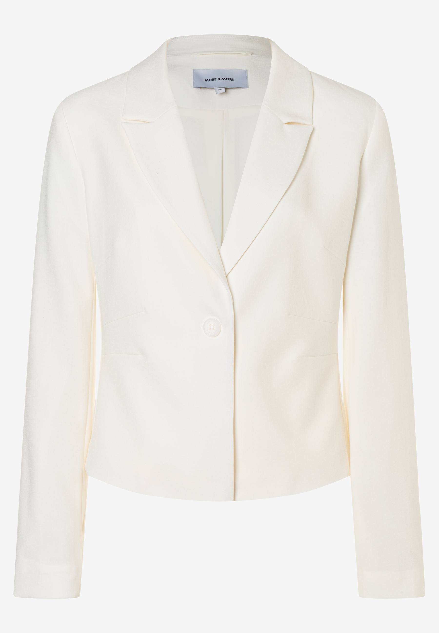 Ein weißer MORE & MORE Blazer mit Knopfverschluss. Ein weißer MORE & MORE Blazer mit Knopfverschluss.